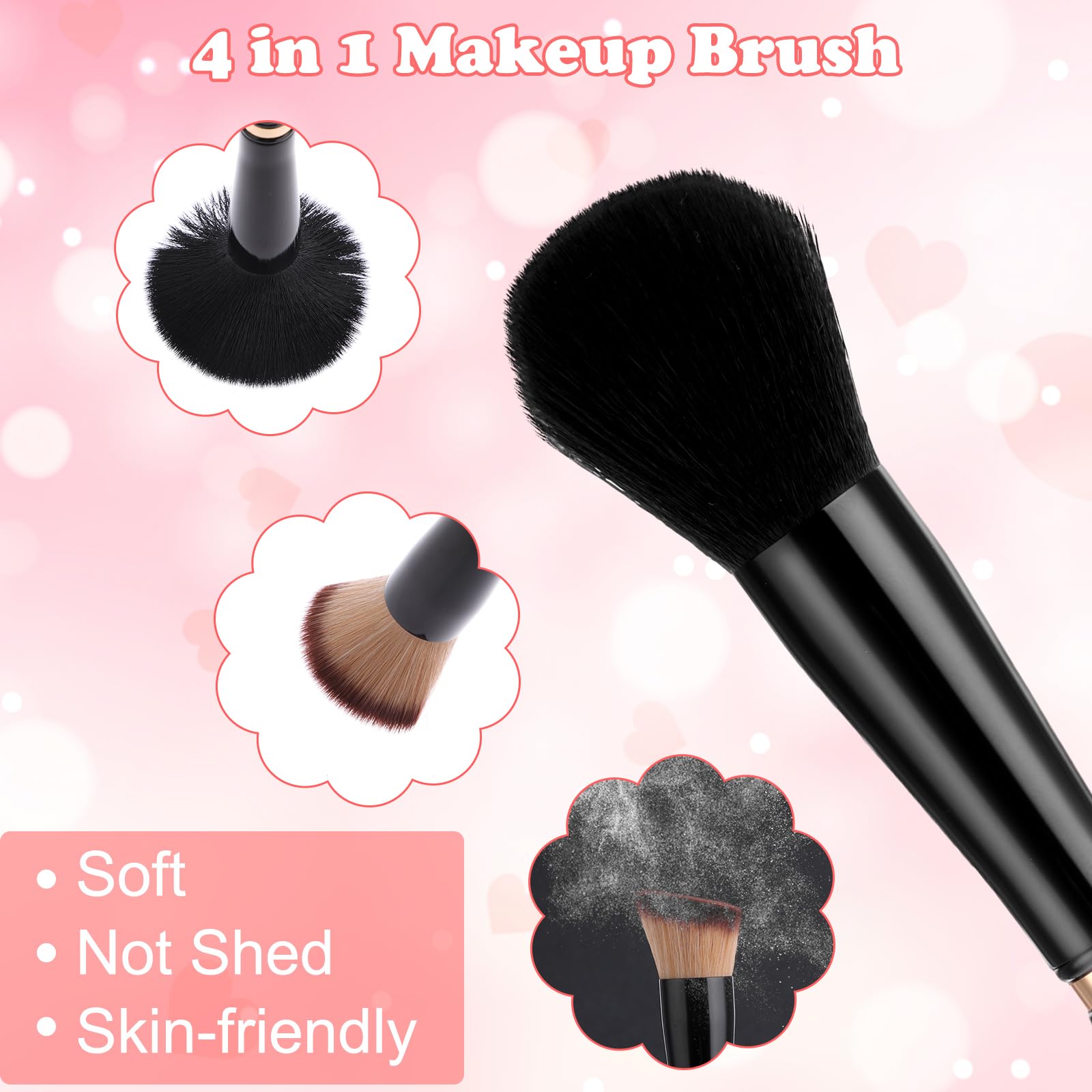 Travel Makeup Brush Set 4 In 1 Makeup Brush With Case Dual Ended Mini Travel Size Makeup Brushes Foundation/Blush Brush Eyeshado