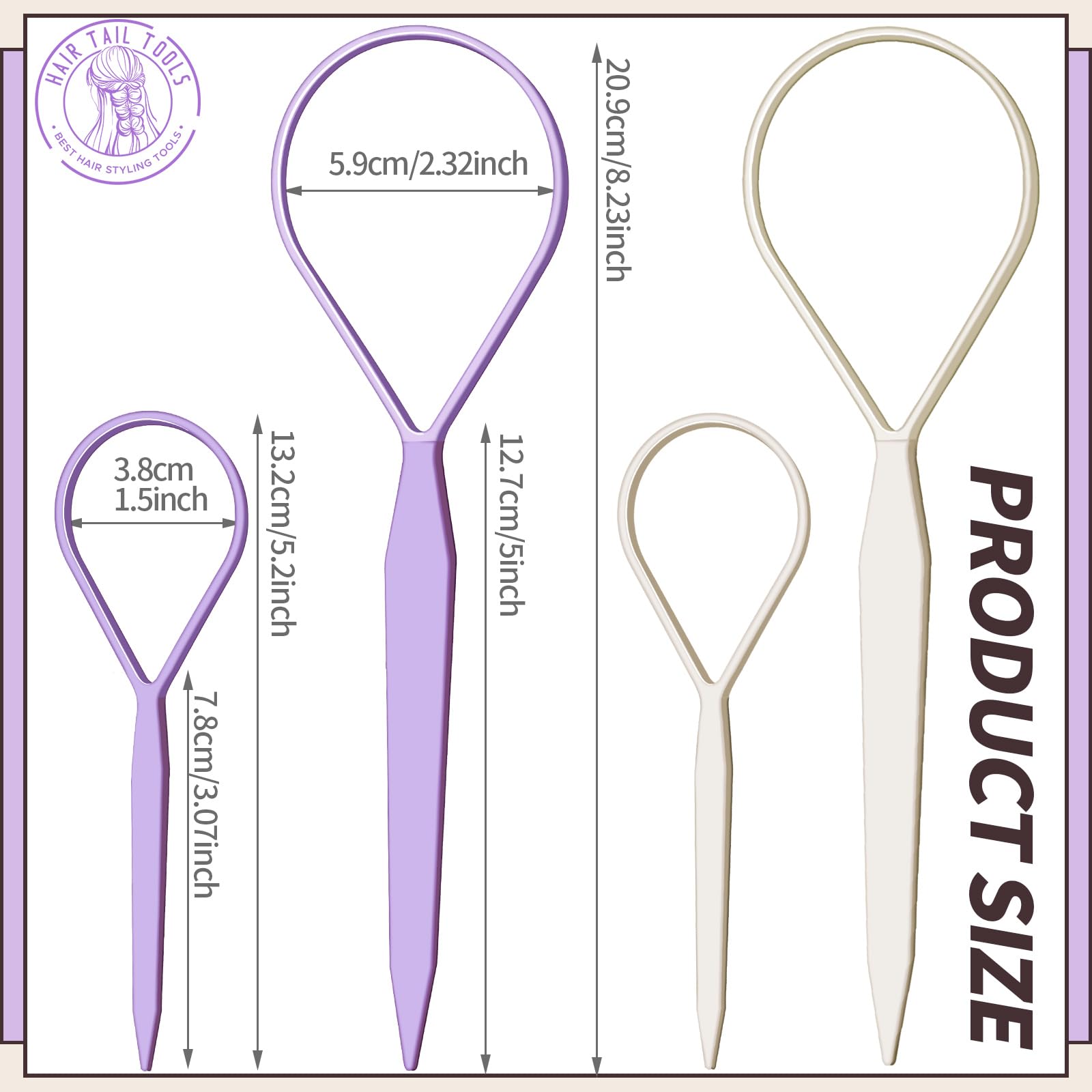 Teenitor 4Pcs Pony Tail Hair Tools, 2 Pairs Hair Loop Styling Tool Ponytail Hair Pull Through Tool French Braiding Hair Tool, Ha