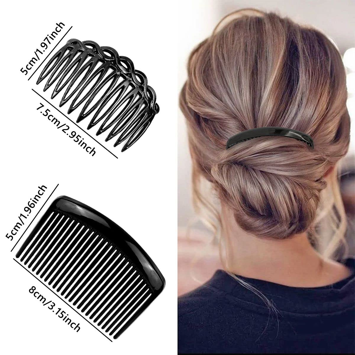 24 Pieces Hair Side Combs French Twist Hair Combs Lightweight Plastic 11/25 Teeth Comb For Women Girls Hairstyle Accessories(11
