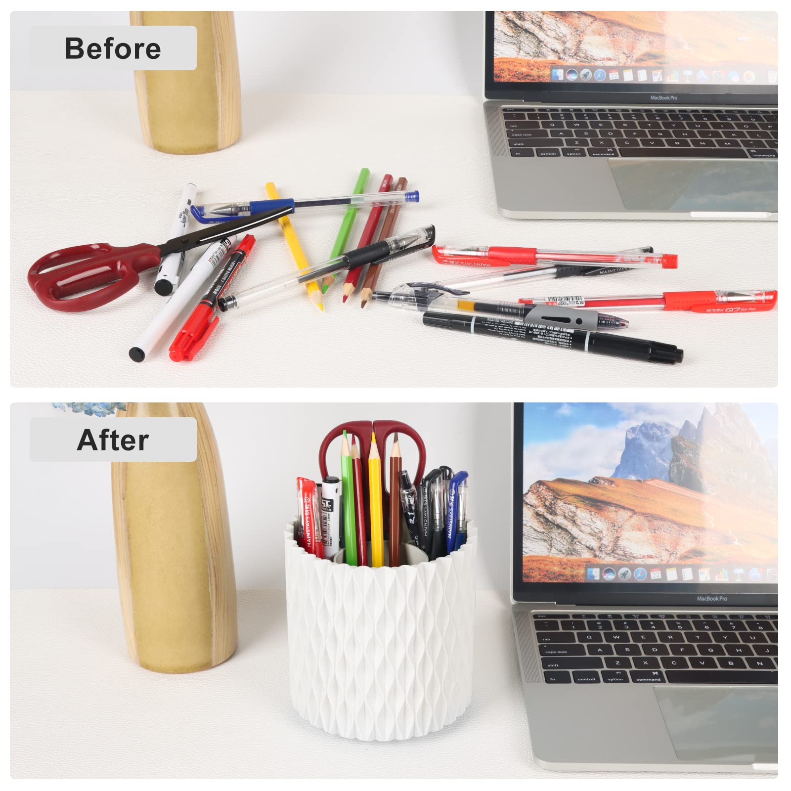 HSSPANFN Makeup Brush Holder Organizer -360 Rotating Multi-Functional Pen Holder for Desk,Multi-Purpose Desktop Stationary Organ