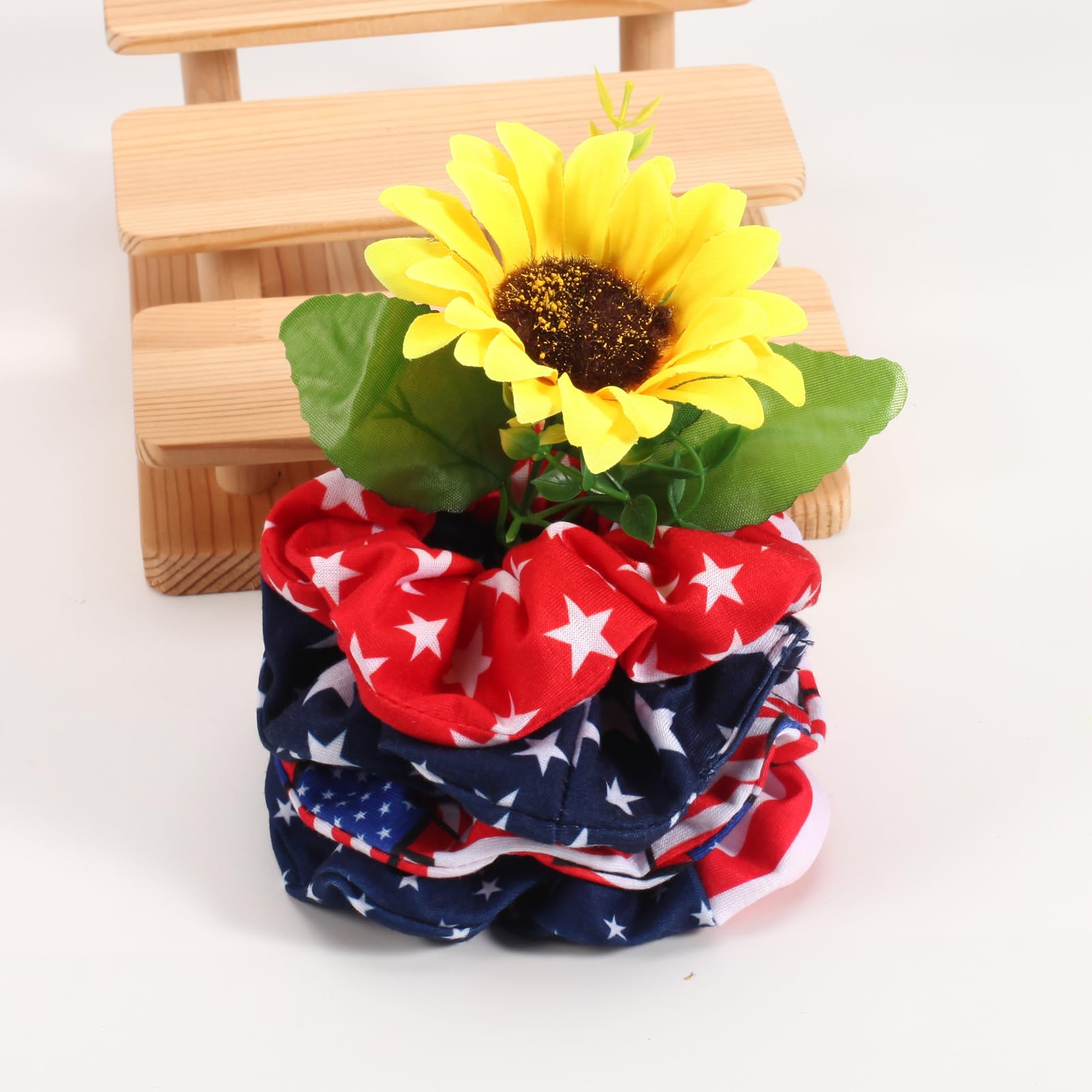 American Flag Elastic Hair Ties for Women Girls Kids Independence Day 4th of July Hair Scrunchies Red White Blue Star Patriotic