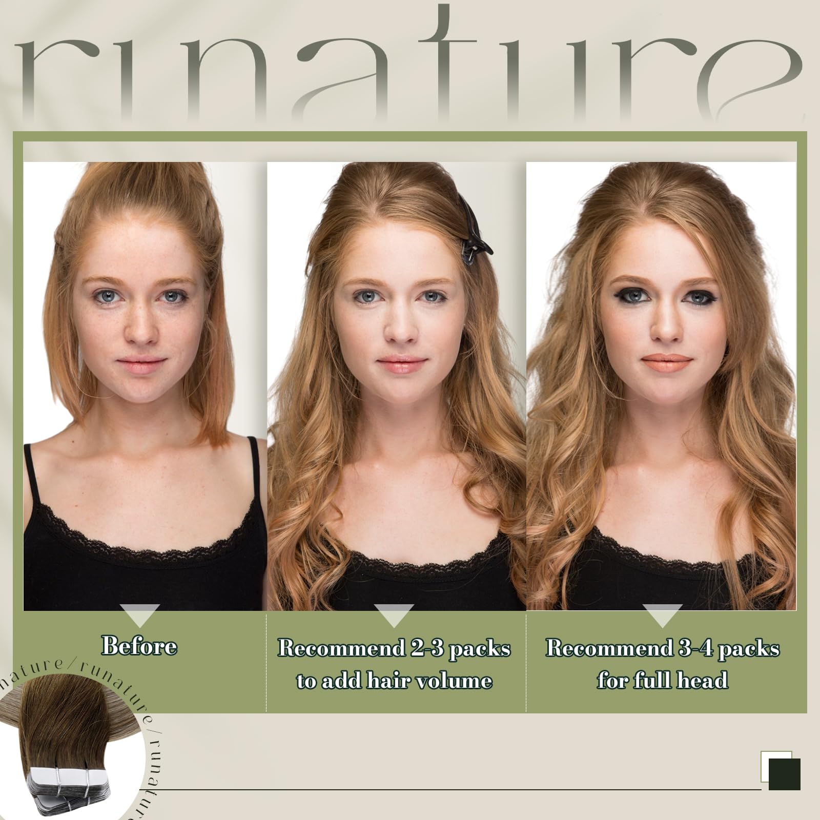 Runature Balayage Tape In Hair Extensions Human Hair 22 Inch Straight Human Hair Tape In Extensions Ombre Walnut Brown To Ash Br