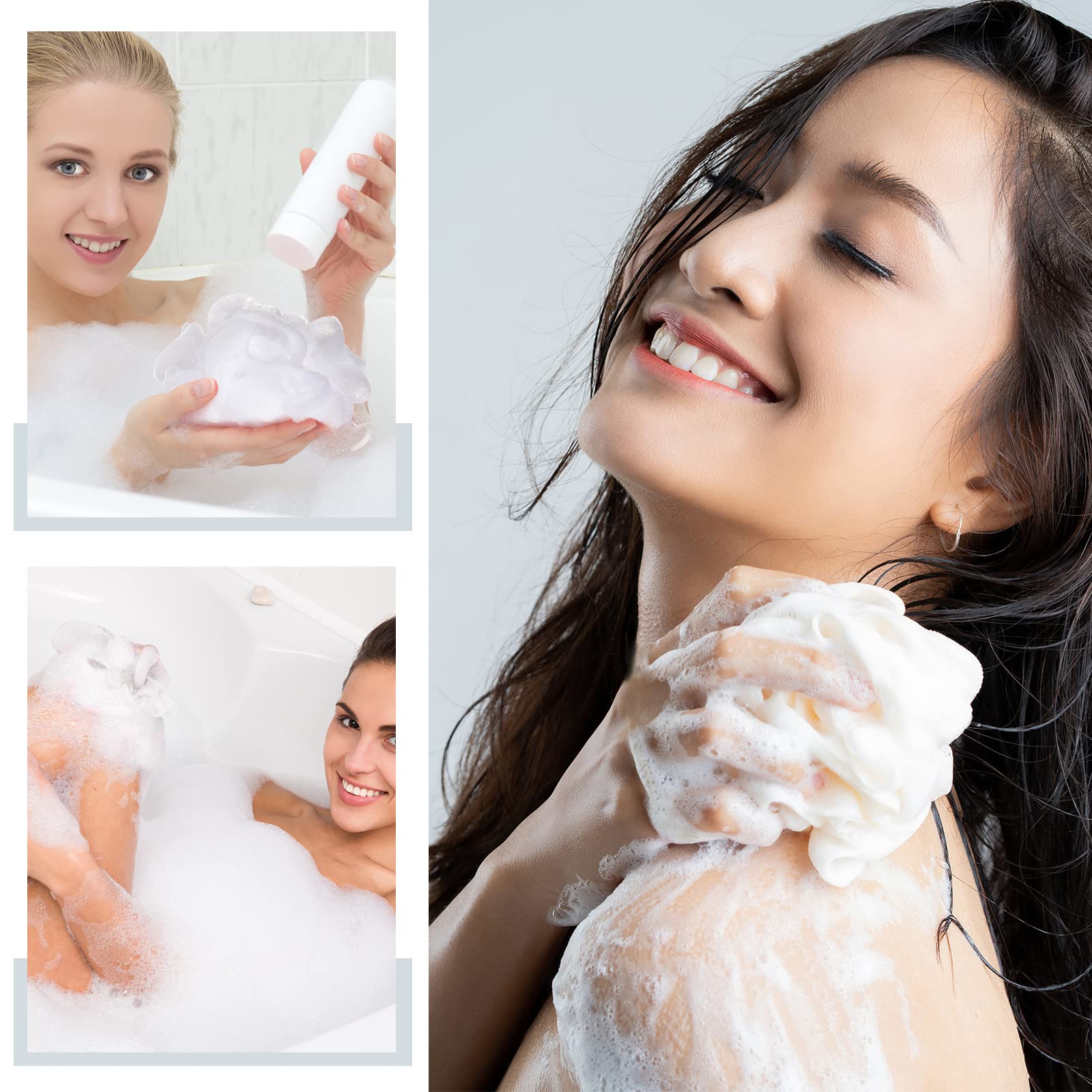 50 Pack Loofah Sponge Bath Sponge Shower Loofah Mesh Shower Ball Bath Pouf Wash Body Puff For Women Men, 30 G (White)