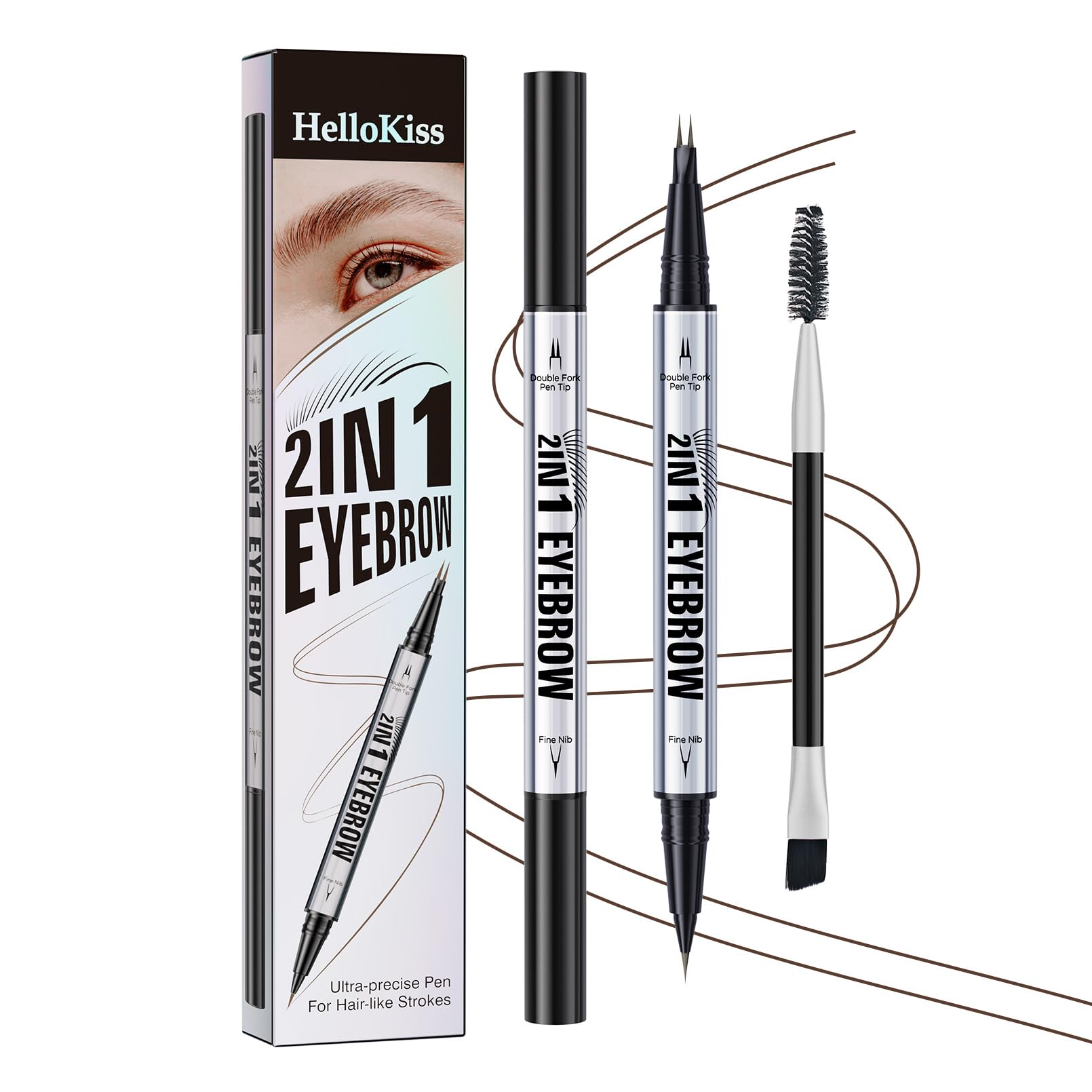 Microblading Eyebrow Pen, 2 Tip Precise Microblade Eyebrow Pencil That Looks Like Hair, Waterproof Natural Eye Brow Pencils for 