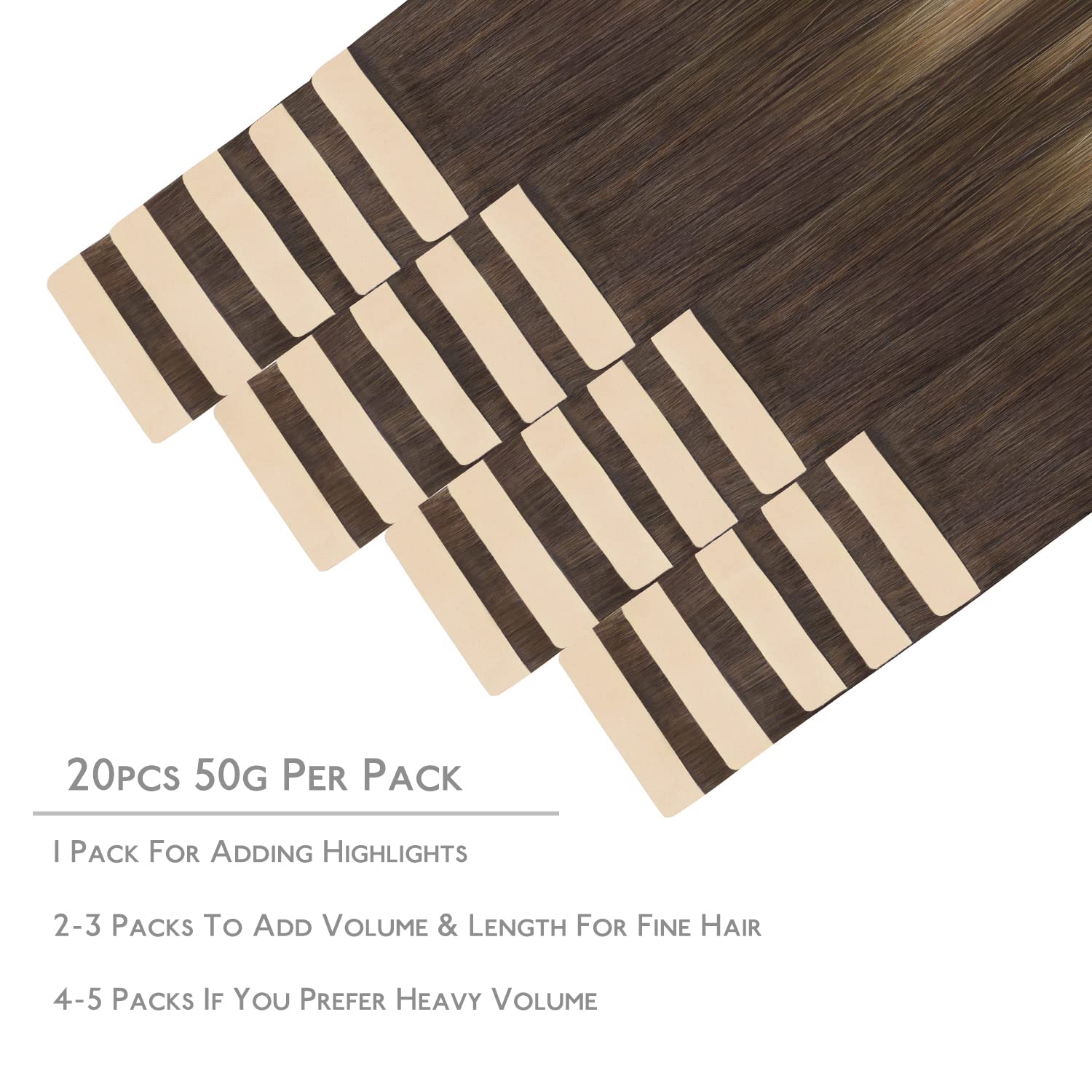 Wennalife Tape In Hair Extensions Human Hair, 20Pcs 30G 10 Inch Balayage Chocolate Brown To Honey Blonde Remy Hair Extensions St