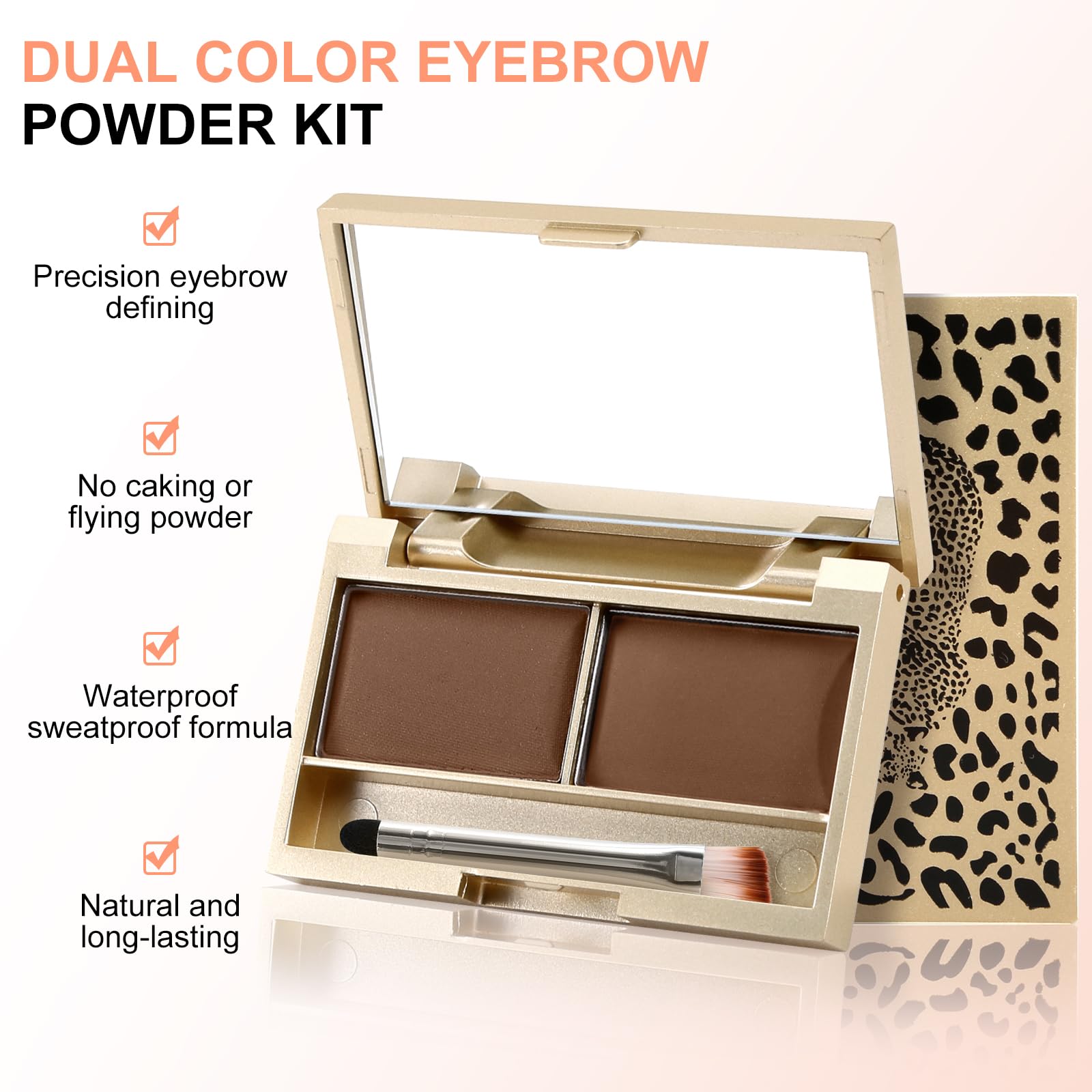 Boobeen Eyebrow Powder Kit, 2-color Waterproof Eyebrow Palette Makeup to Definer & Filler Brows, Eyebrow Color Powder Shape Natu