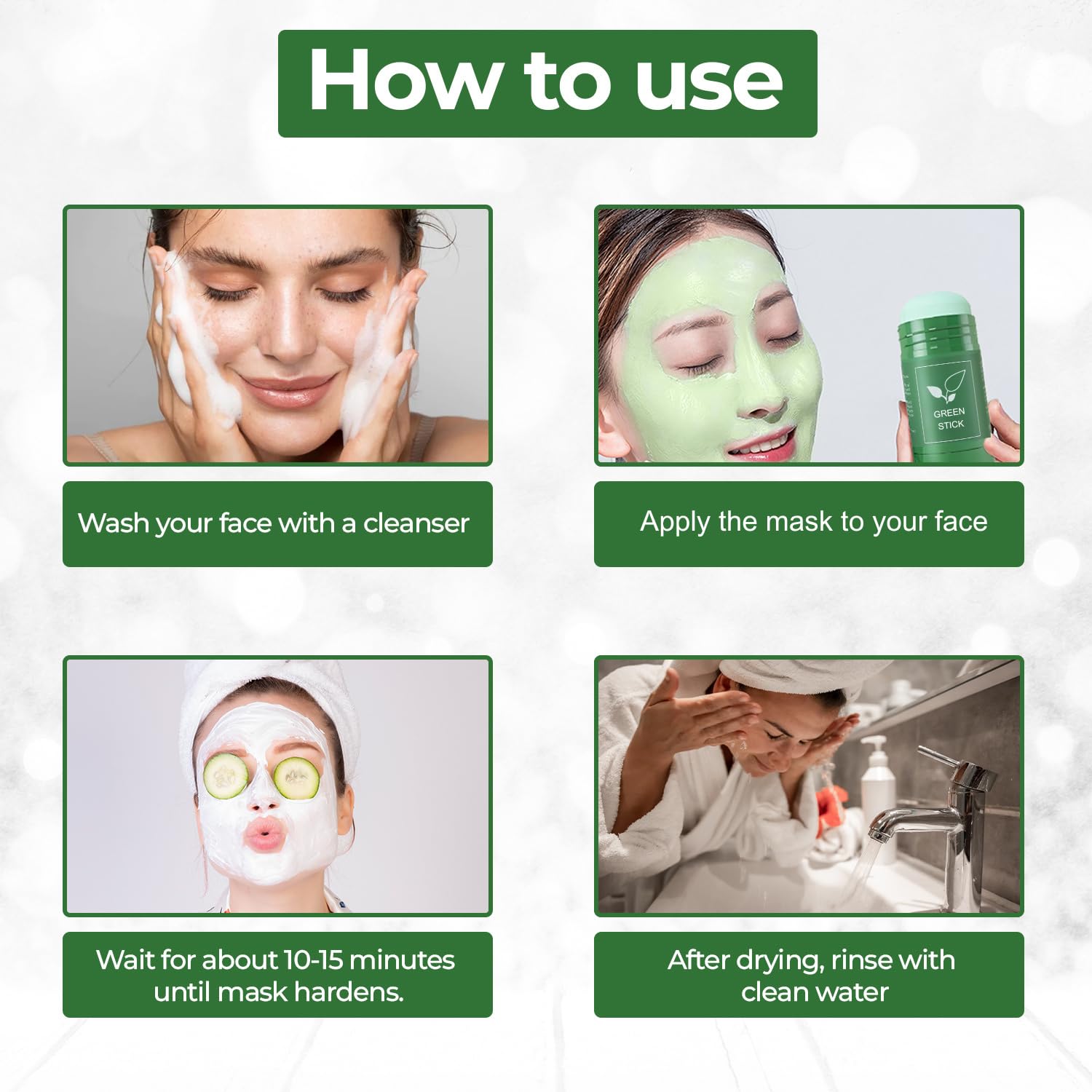 Shuiku Green Tea Clay Stick For Face, Facial Blackhead Remover Mask With Green Tea Extract For Deep Pore Cleansing, Skin Brighte