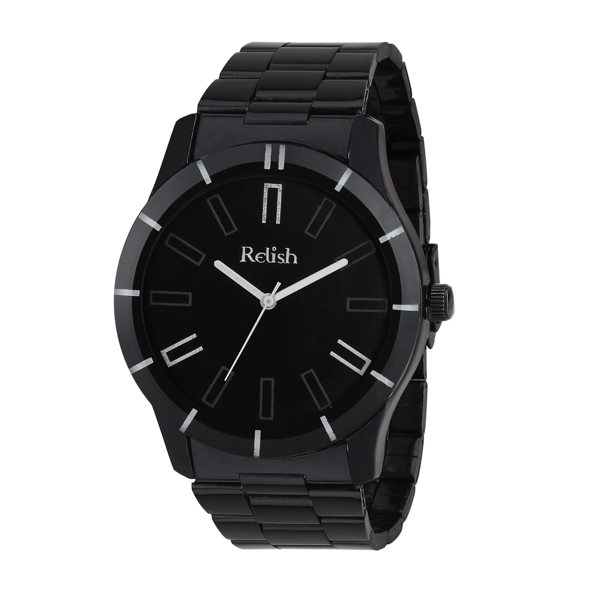 Relish Men Black Stainless Steel Analog Display Quartz Watch Black Strap | ReBb1103