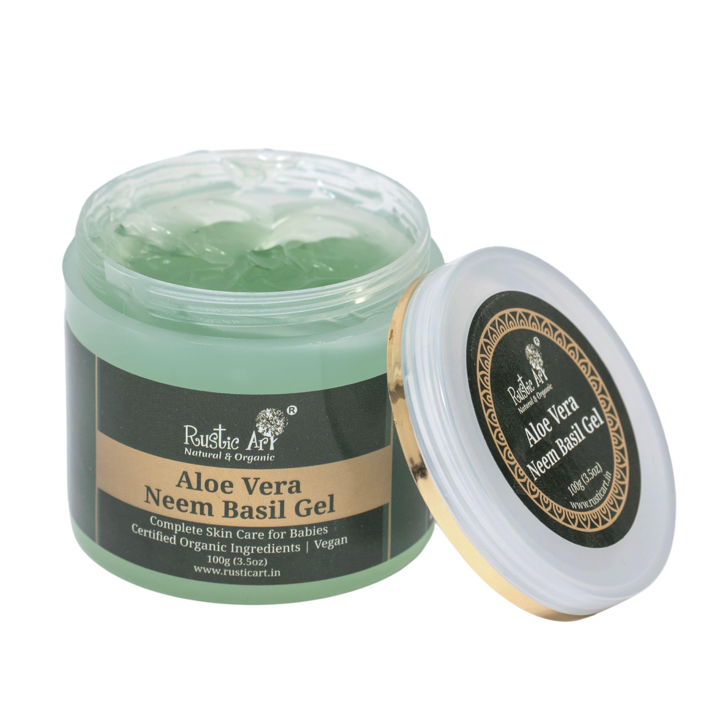 Organic Neem Basil Aloe Vera Gel | Acne Prone Skin | Vit. B5 & E | Oil Free Moisturizer | Cooling, Soothing & Purifying | Sensit