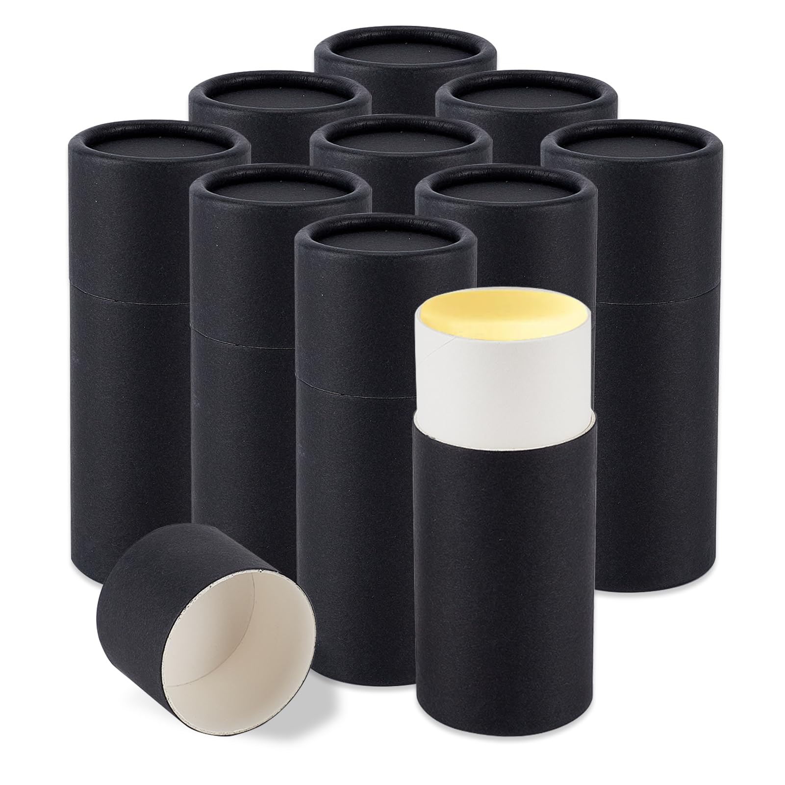 NICENEEDED 10 PCS 2.1Oz Paperboard Deodorant Containers, PushUp Style Empty Kraft Paperboard Tubes Lip Balm Containers, Round T