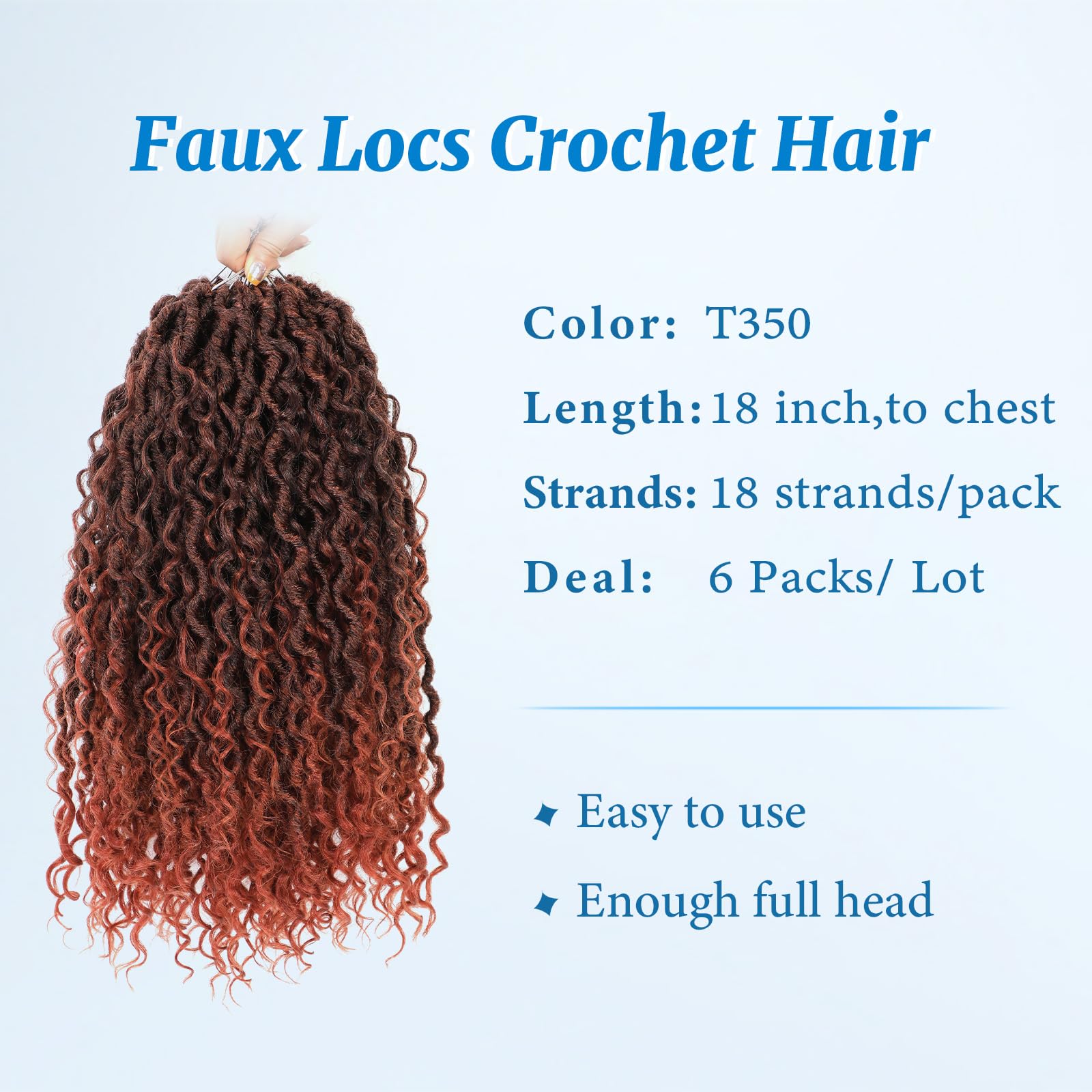 Forevery Faux Locs Crochet Hair 18 Inch Goddess Locs Crochet Hair 6 Packs Prelooped Crochet Hair For Black Women, Crochet Locs W