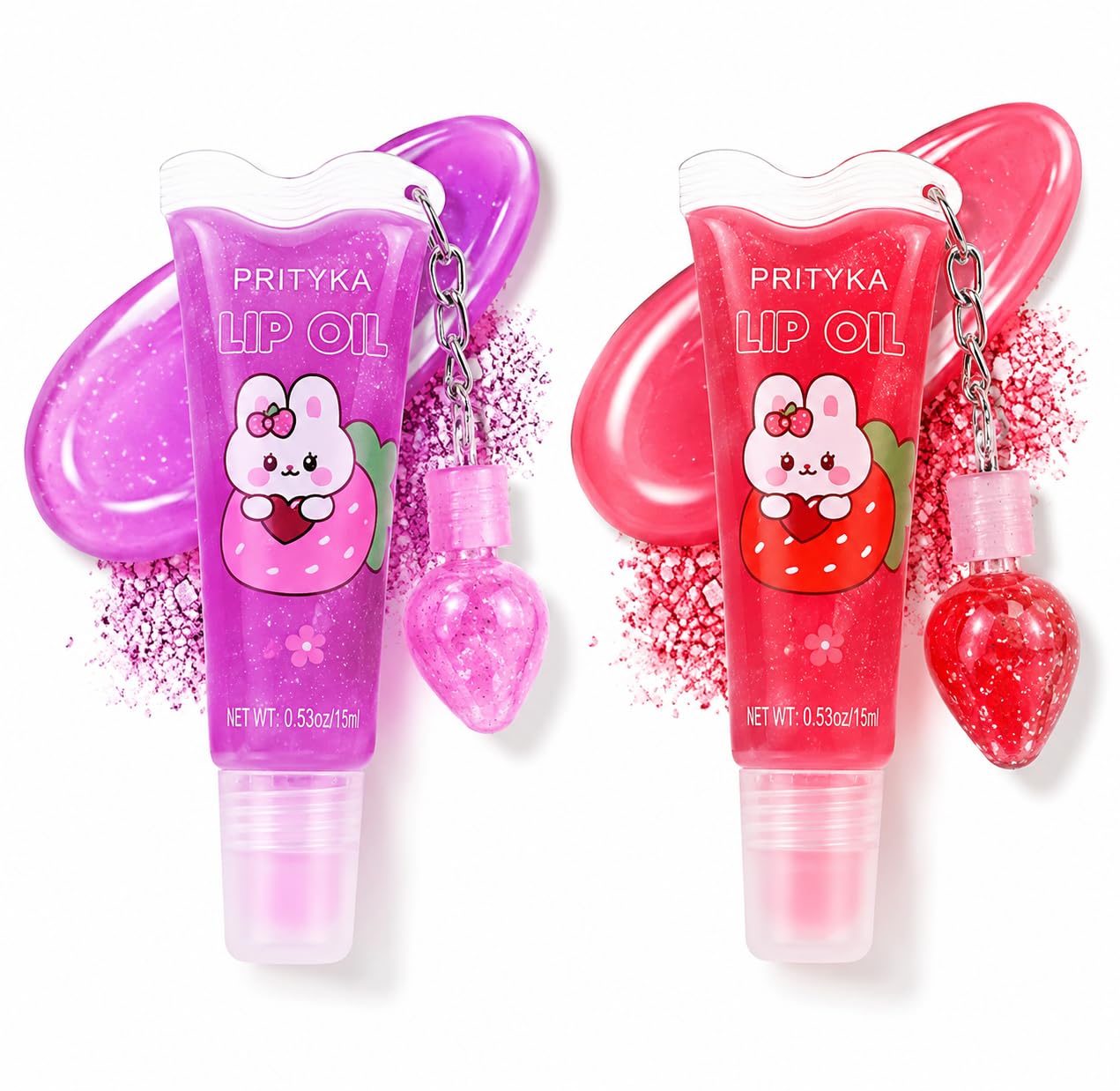 Korean Viral 2 In 1 Cute Tube Design Lip Gloss Keychain For Soft & Nourished Lips  Highly Pigmented Lip Gloss For Girls  Perfe