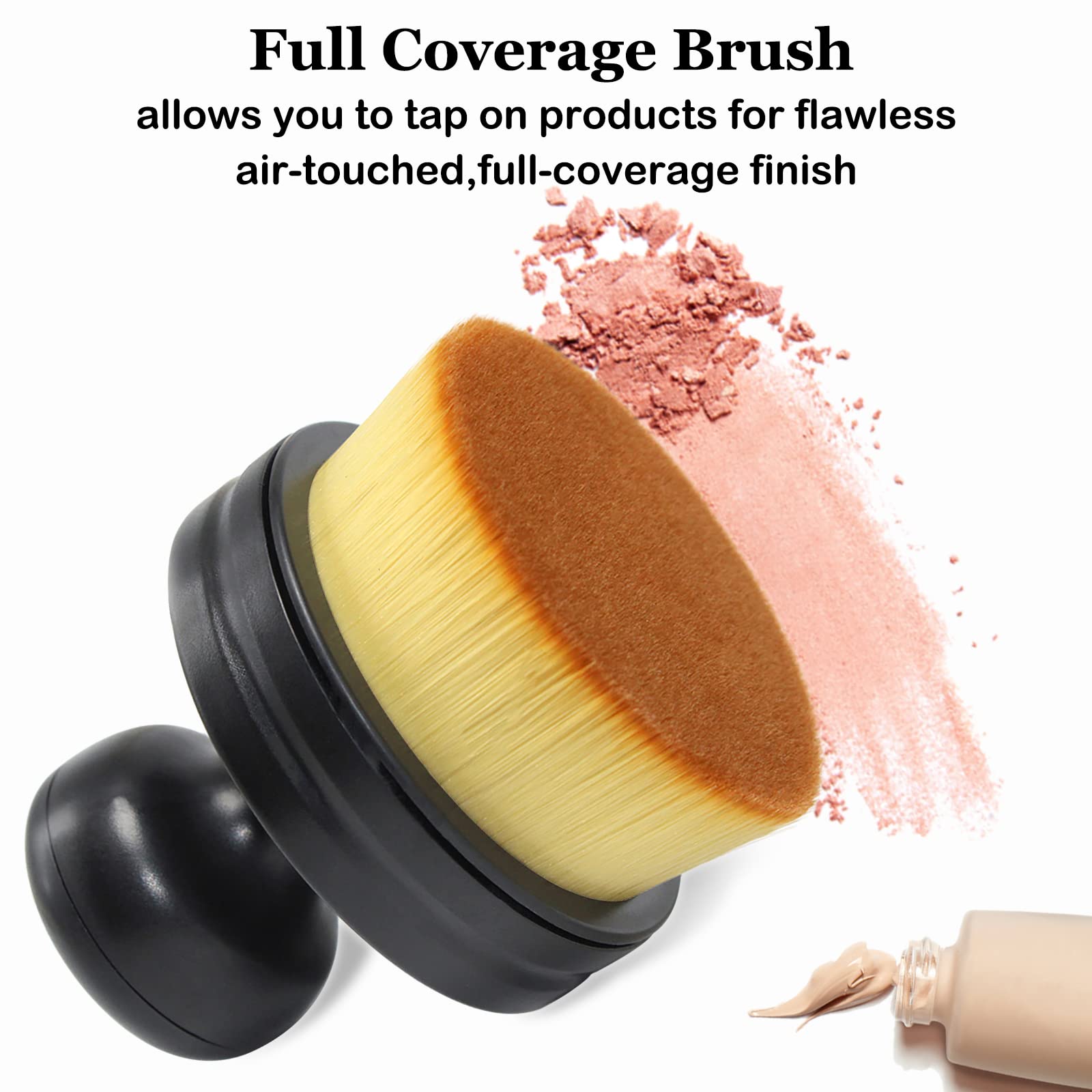 Falliny Makeup Brush, Large Full Coverage Self Tanner Foundation Brushes Travel Kabuki Powder Brush For Face Body, Blending Liqu