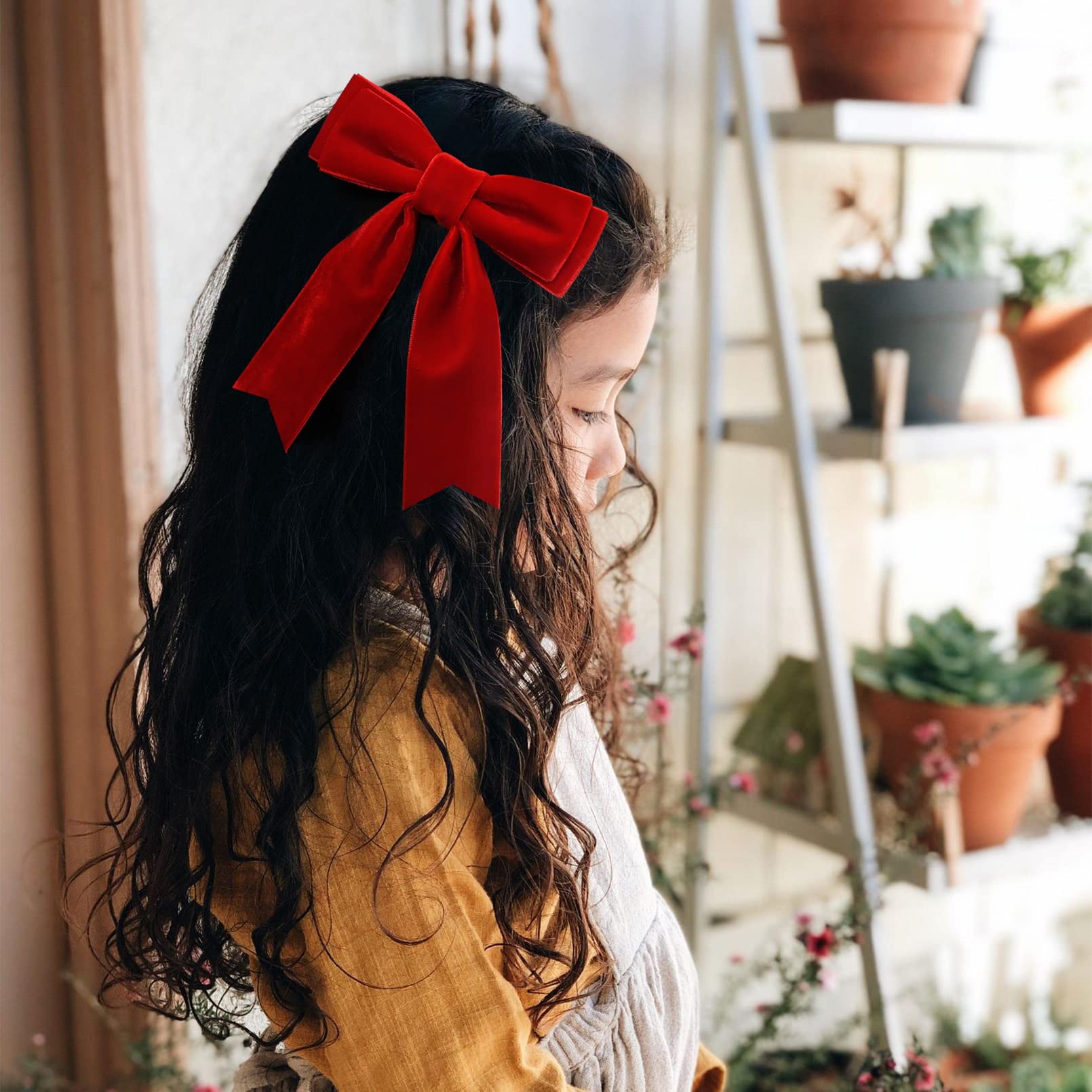 10Pcs 5'' Velvet Hair Bows Girls Hair Clips Ponytail Holder Accessories For Women Girls Toddlers