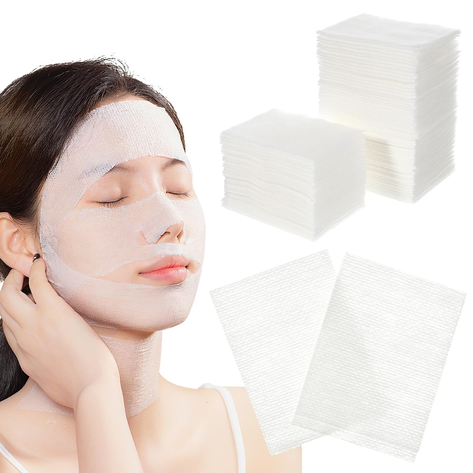 TOPPERFUN 400Pcs Wet Cotton Makeup Remover Cotton Pads, 4.72x3.93in Stretchable Face Thin Makeup Remover Cotton Pads, Womens Ton