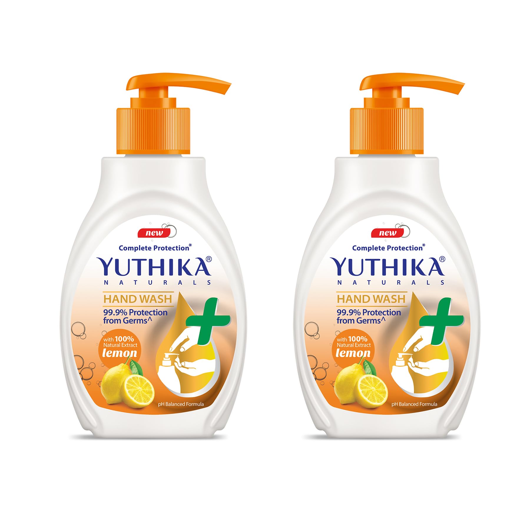 Yuthika Naturals Hand Wash Lemon, Complete Protection With 100% Natural Extracts, Ph Balanced Formula, Germ Protection, 500Ml Bo
