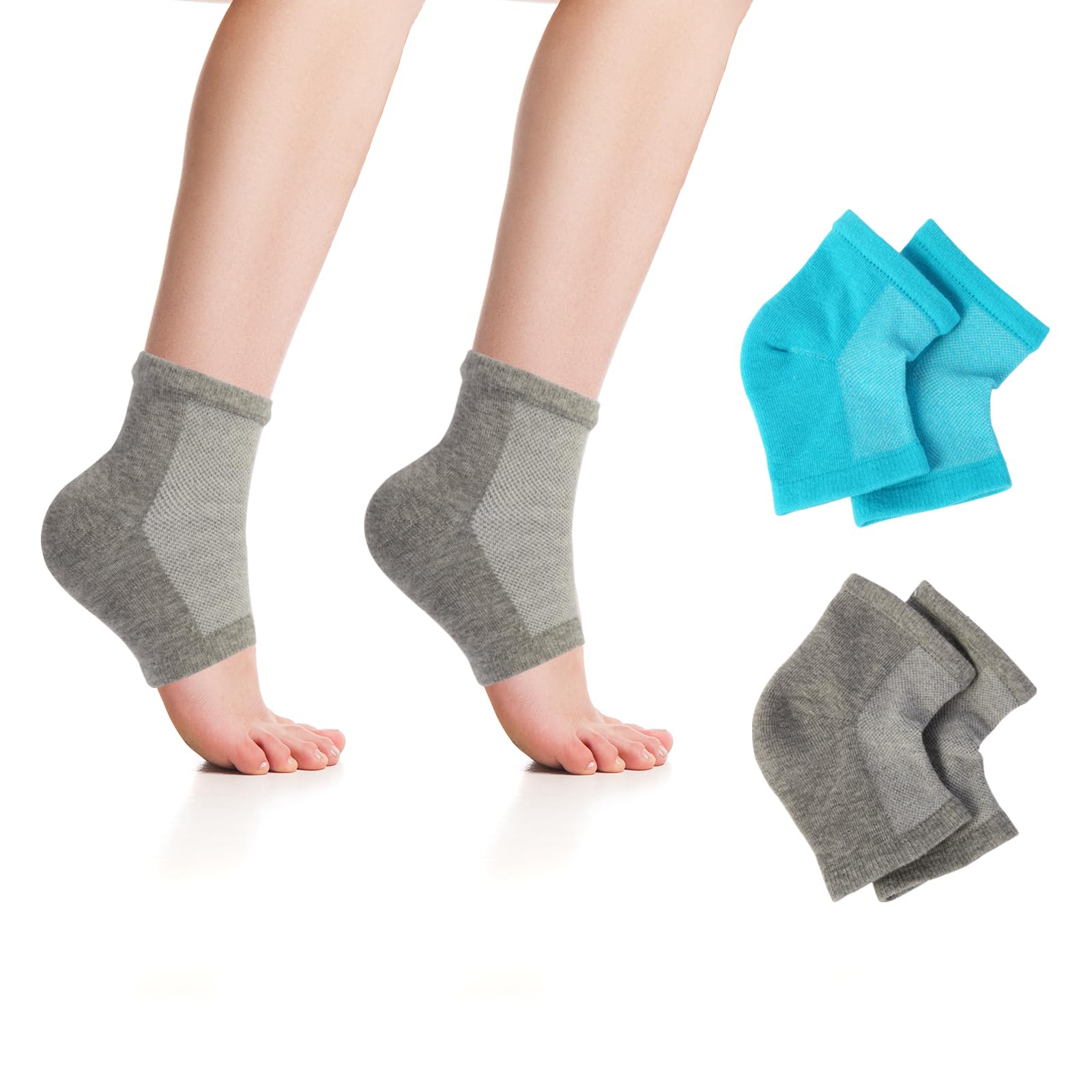 2 Pairs Silicone Socks for Dry Cracked Feet Women, Moisturizing Heel Socks, Gel Toeless Lotion Sock, Moisture Silicon Foot Sock 