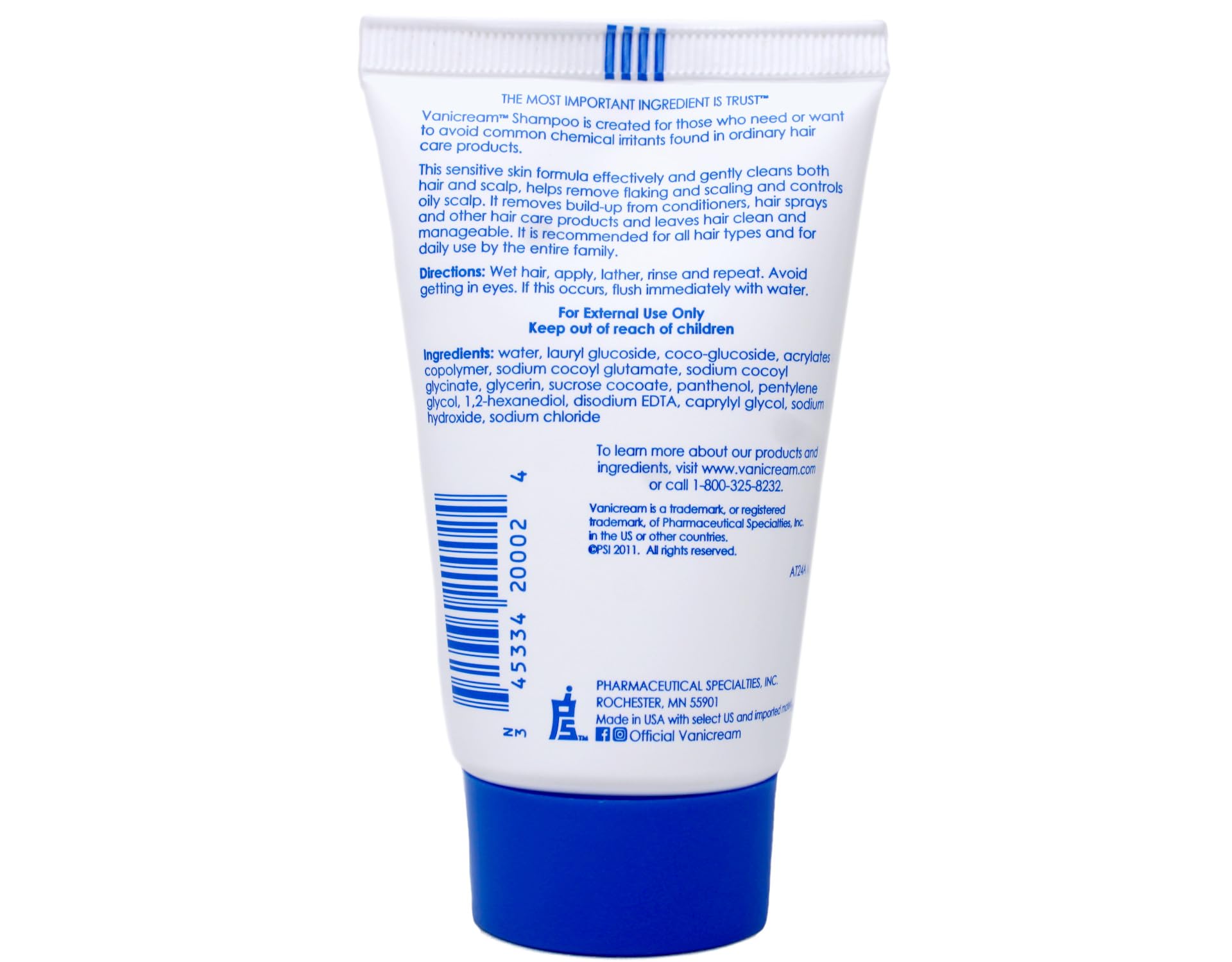 Vanicream Shampoo and Conditioner, 2 Ounce Travel Size Combo Set