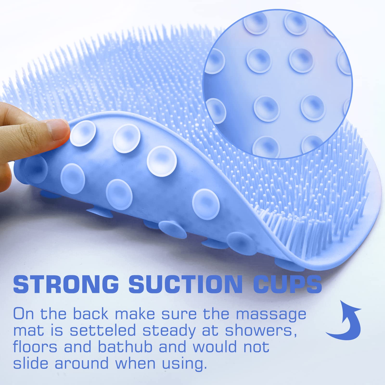 Shower Foot Scrubber Mat Back Washer Back Exfoliating Bath Wash Pad Wall Mounted Slip Suction Cups Foot Scrubber For Use In Show