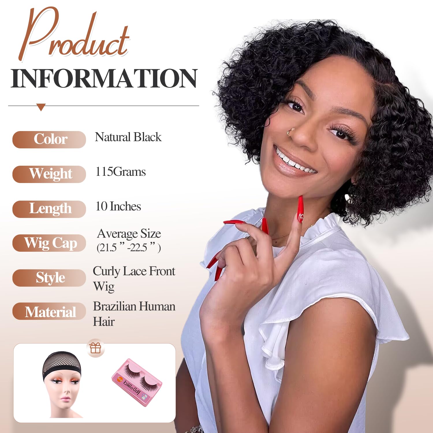 Wiger Lace Front Human Hair Wigs Kinky Curly Glueless Curly Bob Wig Black Pixie Curly Hair Hd Lace Water Wave Wig 10 Inch Side P