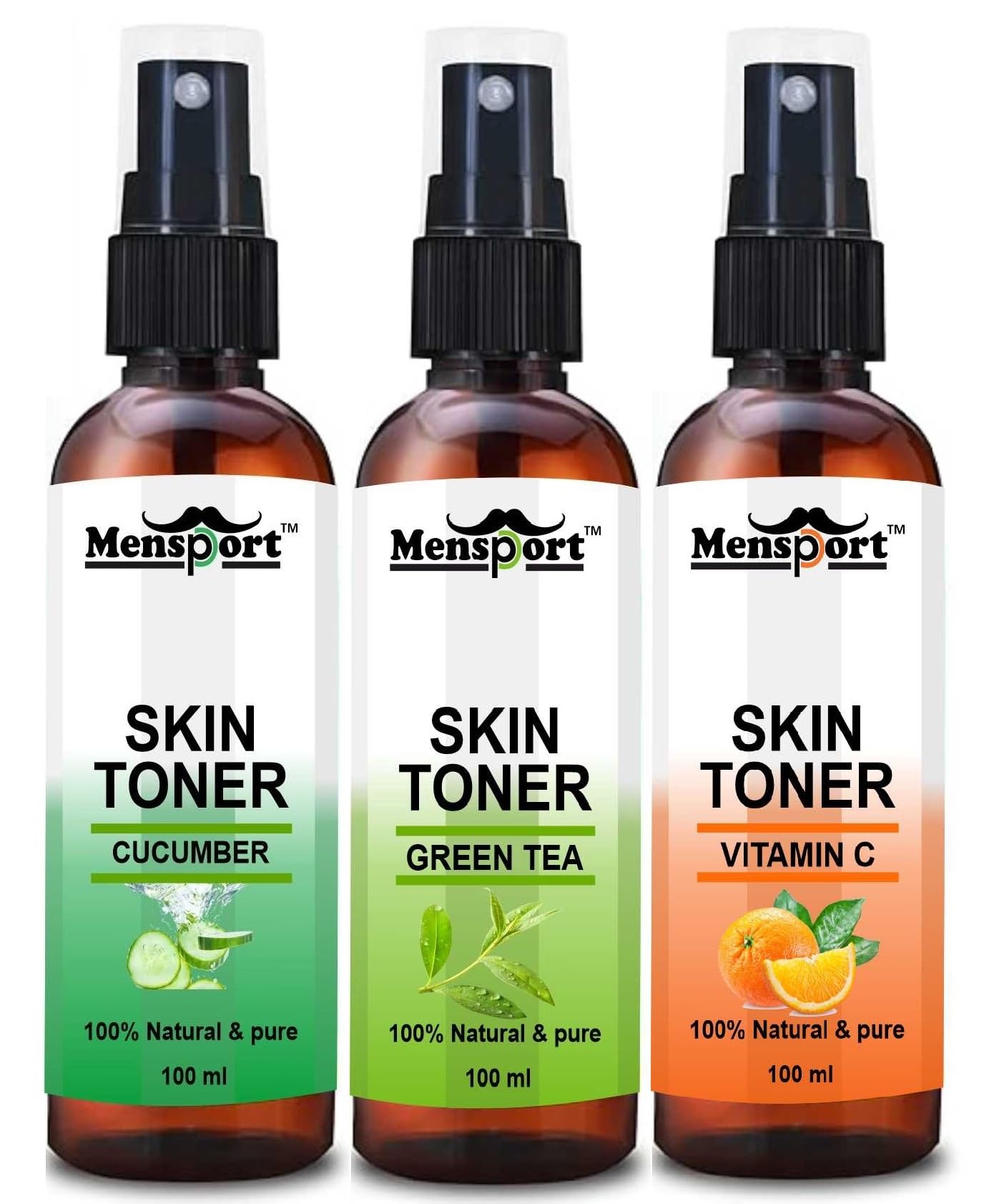 Mensport Cucumber, Green Tea & Vitamin C Face Mist Skin Toner For Face | Pure & Natural Face Toner For Men & Women Pack Of 3 Of 