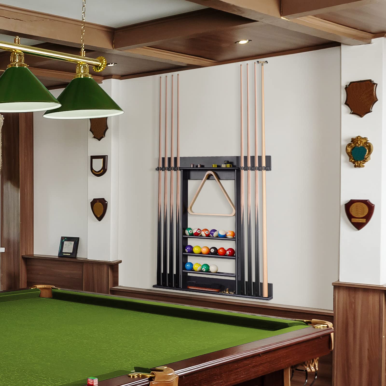 XcSOURcE Pool Stick Holder, Pool cue Rack Wall Mount, 8 Pool cue Holder Wall Billiard cue Rack, Made of 100 Solid Pine Wood, Poo