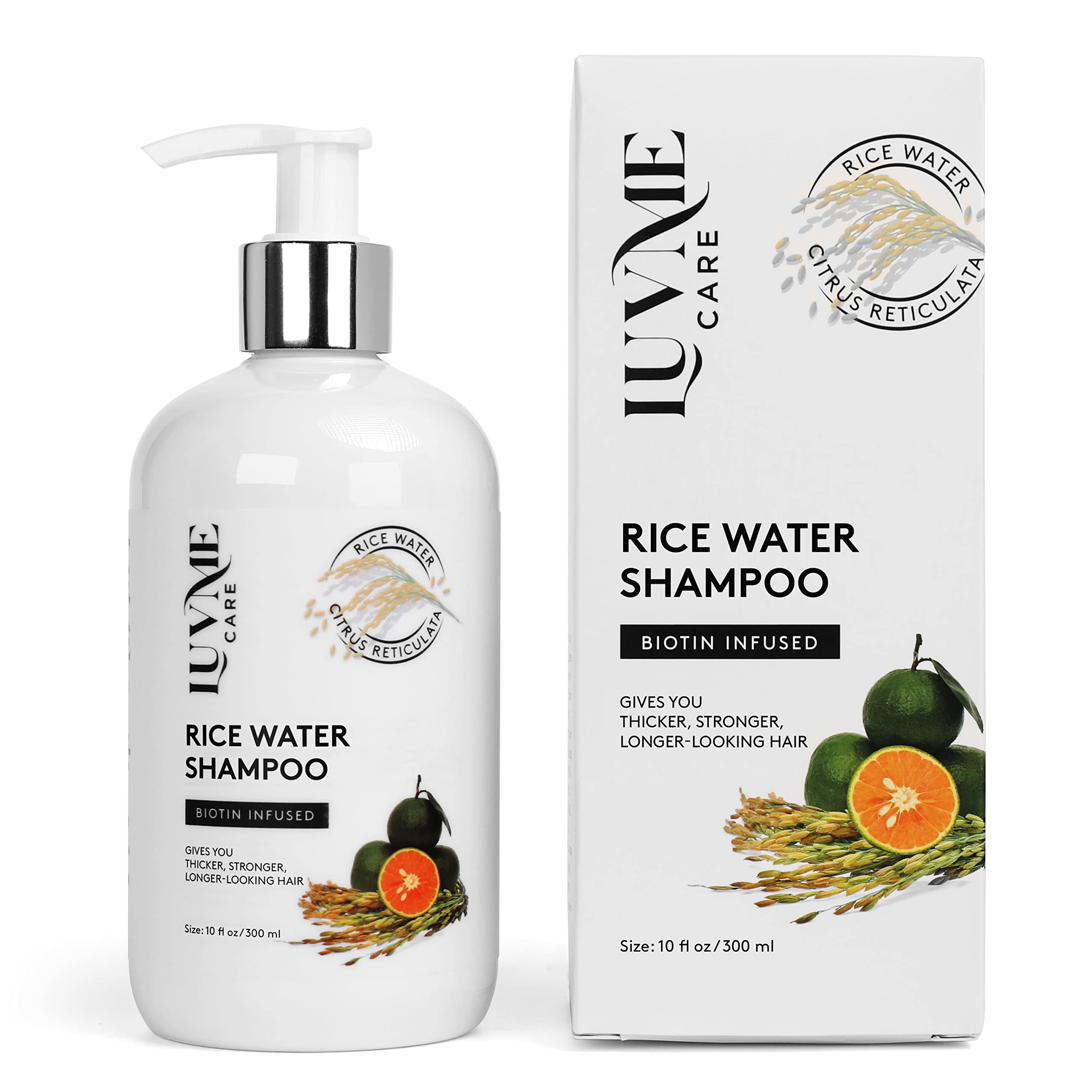 Luv Me Care Rice Water Hair Growth Shampoo With Biotin,Rice For Thinning And Loss, All Types, Men Women 10 Fl Oz