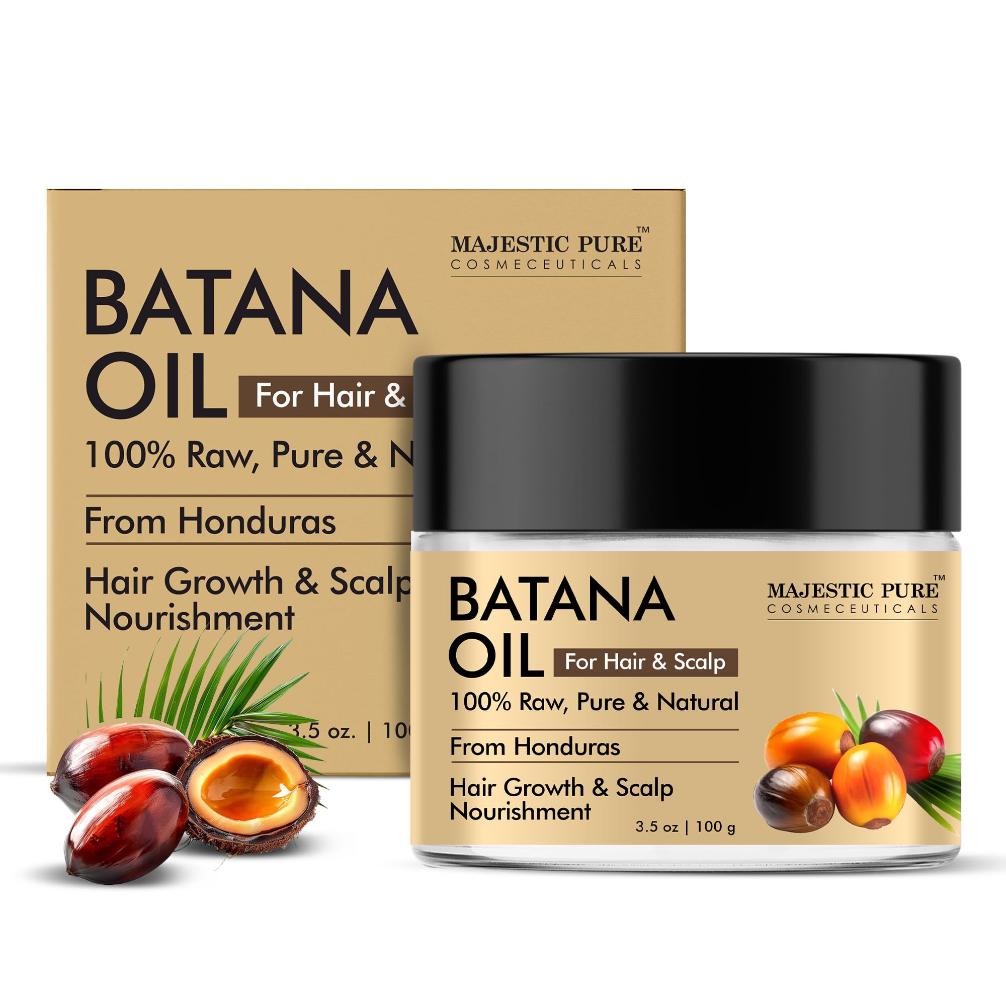 MAJESTIC PURE Batana Butter for Hair Growth | Moisturizes Scalp & Hair | Nourishing & Volumizing | 100% Pure & Natural | PETA Ce