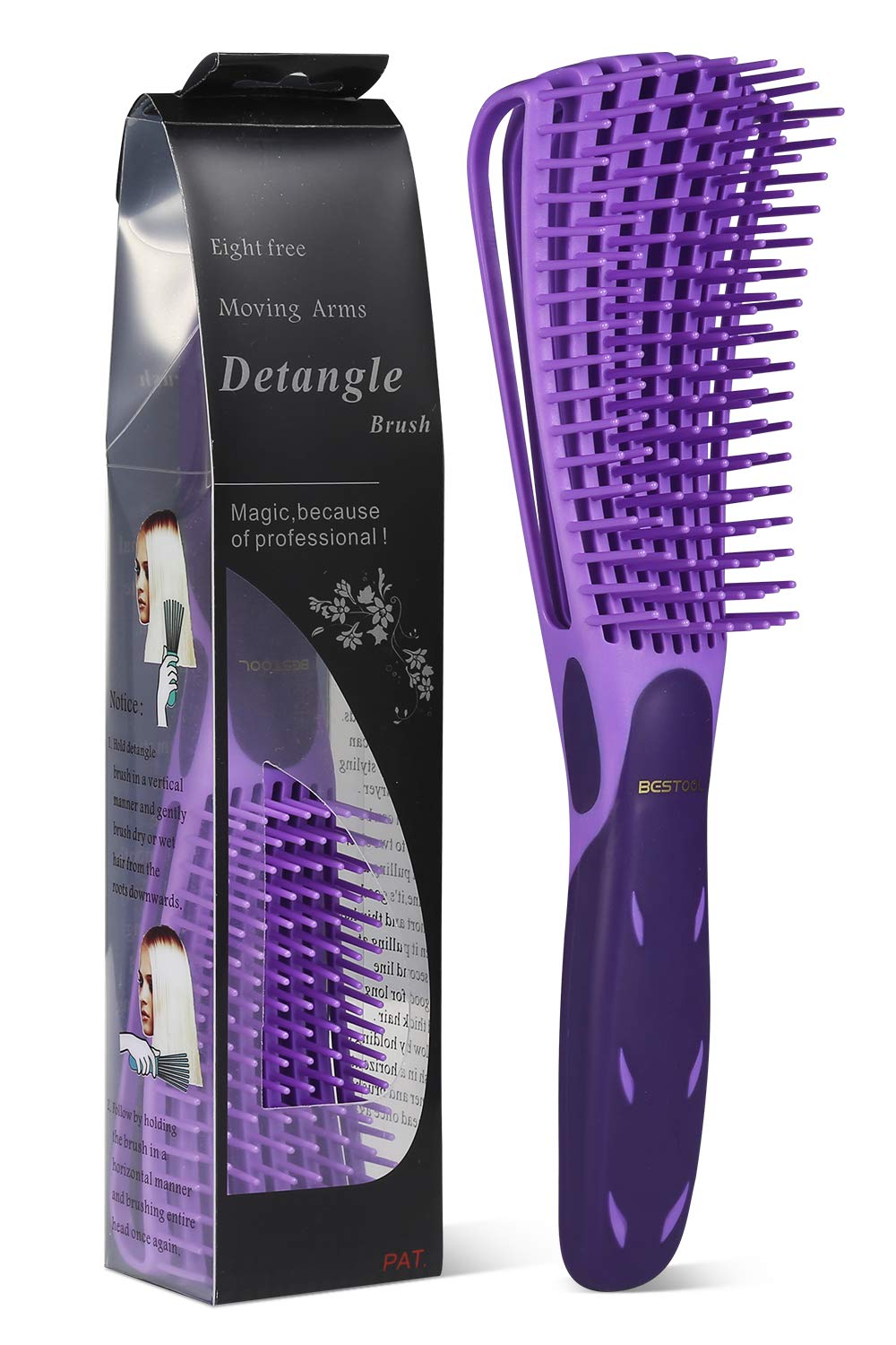 BESTOOL Detangling Brush for Natural Hair, Detangler for 3/4abc Curly, Coily, Kinky Hair, Detangle Wet/Dry Easily with No Pain (