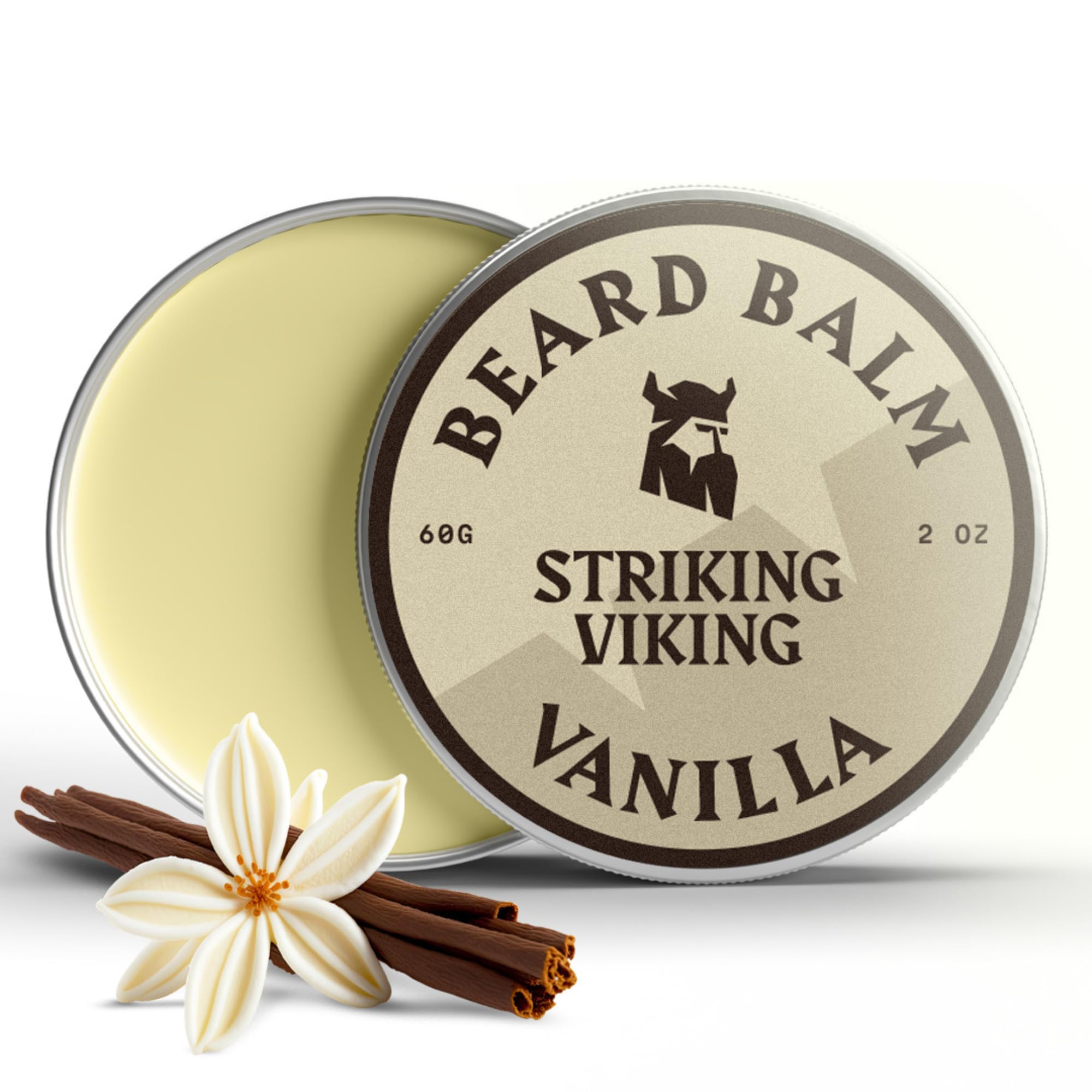 Striking Viking Vanilla Beard Balm - Styles, Strengthens & Softens Beards & Mustaches - Natural Beard Conditioner Wax With Organ