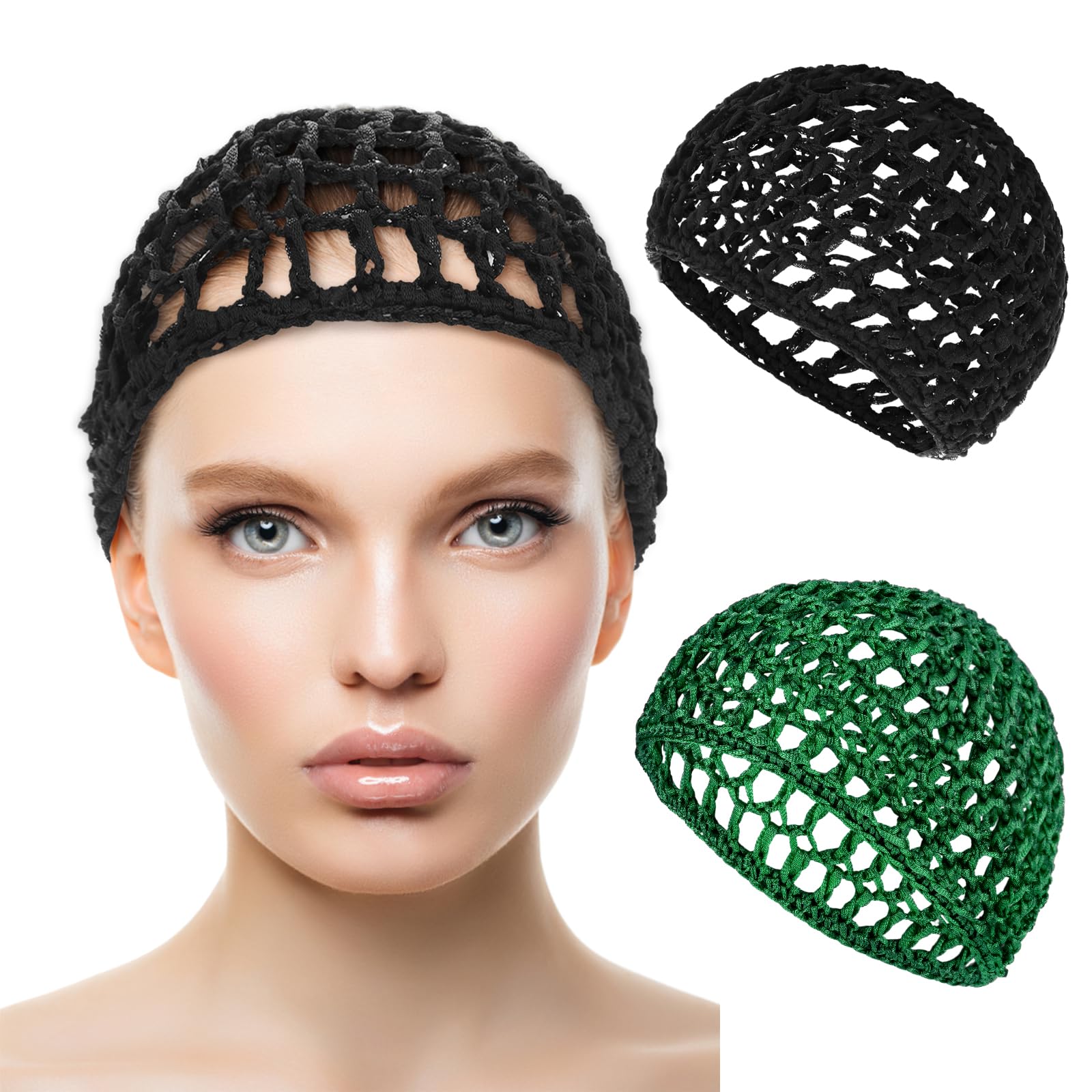 Hair Net Wrap Nets For Women 2 PCS Sleeping Sleep Cap Drying Curly Hair Crochet Press Hairnets Snood Wraps Cover Hairnet Workers