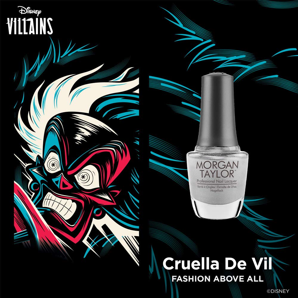 Morgan Taylor Nail Lacquer Disney Villains Collection (Fashion Above All) Silver Nail Polish, Finger Nail Polish, Long Lasting N