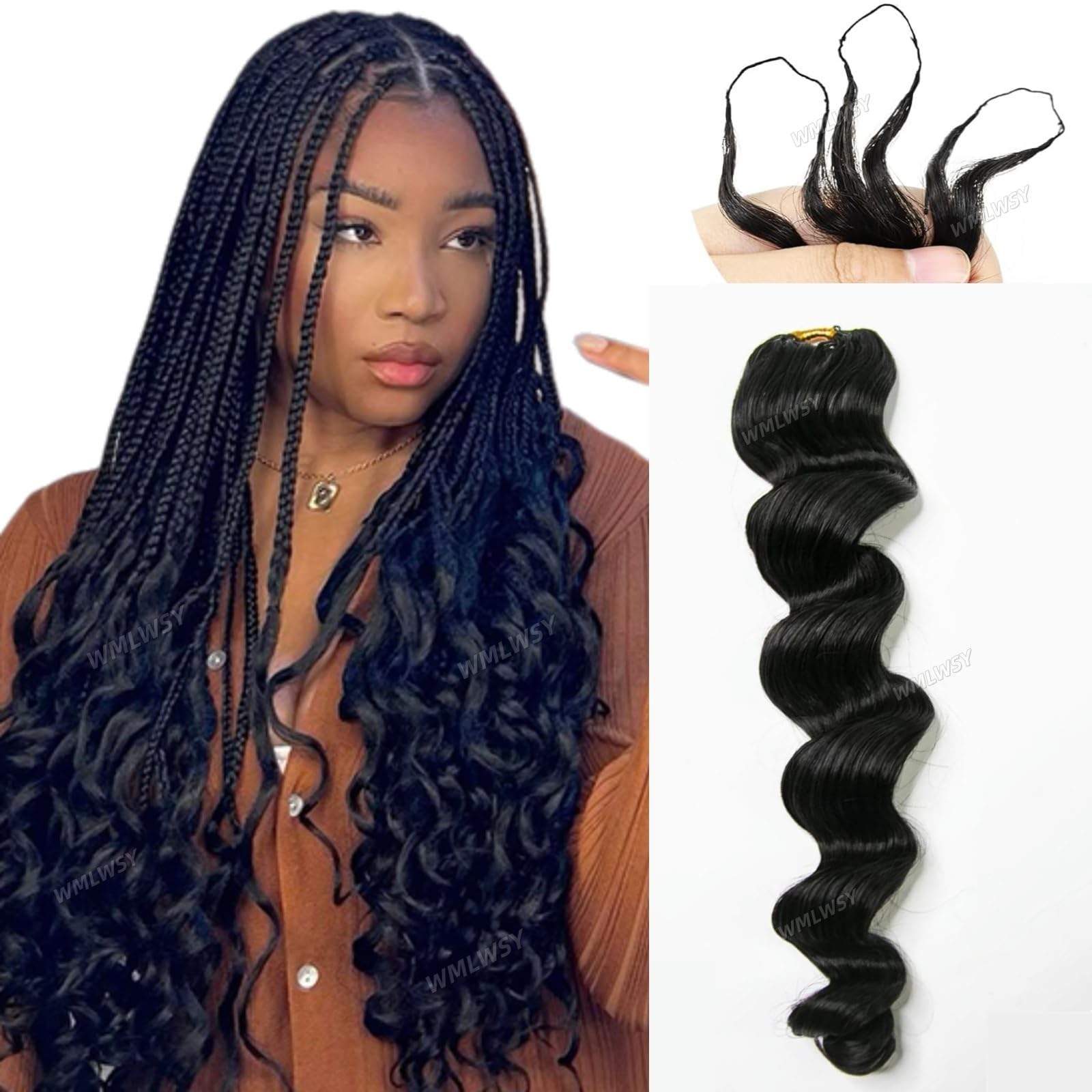 French Curl Crochet Human Hair Knotless PreSeparated Crochet Hair Extensions Human Hair Natural Black Feather Human Hair Extens