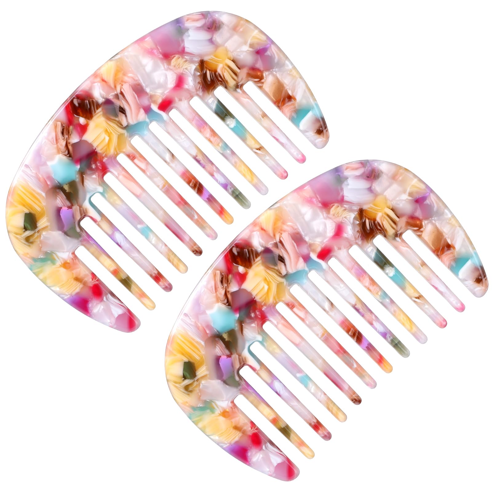 Mabor 2PCS Mini Wide Tooth Comb for Curly Hair  Acetate Pocket Combs