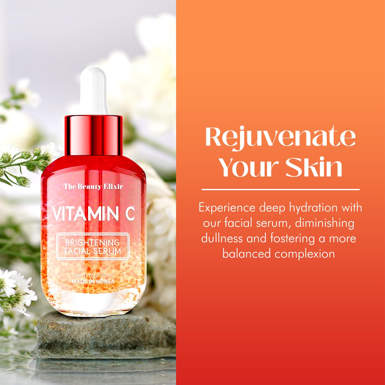 The Beauty Elixir Vitamin C Serum - Anti-Aging & Dark Spot Treatment, 1.69 Fl Oz, Clean & Cruelty-Free Korean Skin Care
