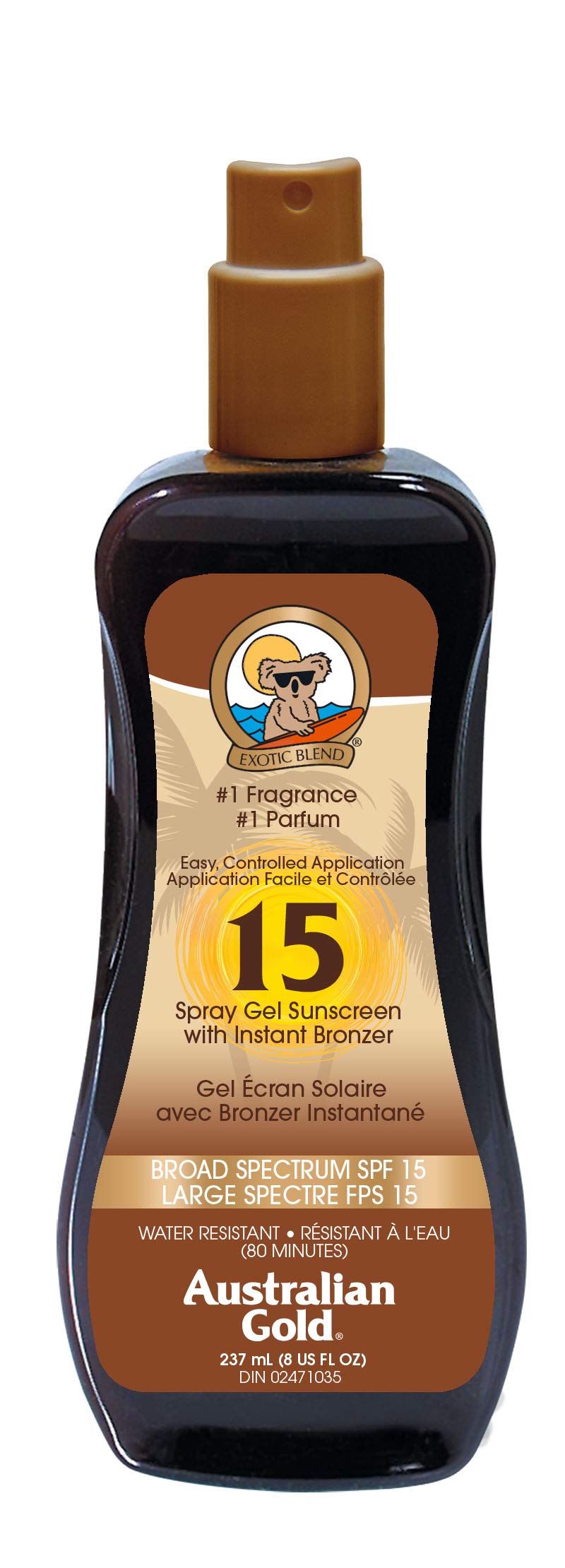 Australian Gold Exotic Blend Spray Gel Sunscreen With Instant Bronzer Spf 15-8 Fl Oz