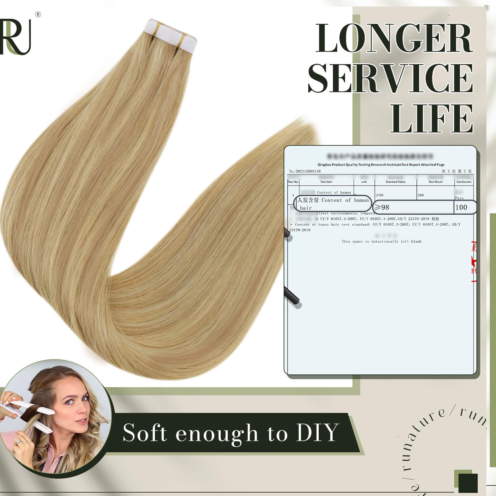Runature Blonde Human Hair Tape In Extensions Straight Invisible Tape In Hair Extensions Human Hair Golden Blonde With Platinum