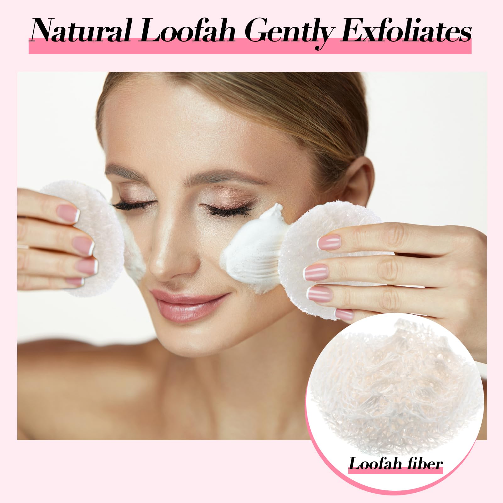 Bokon 50 Pcs Loofah Exfoliating Face Pads 2.36 Inches Round Natural Loofah Sponge Loofah Body Face Scrubber Remove Dead Skin Fac