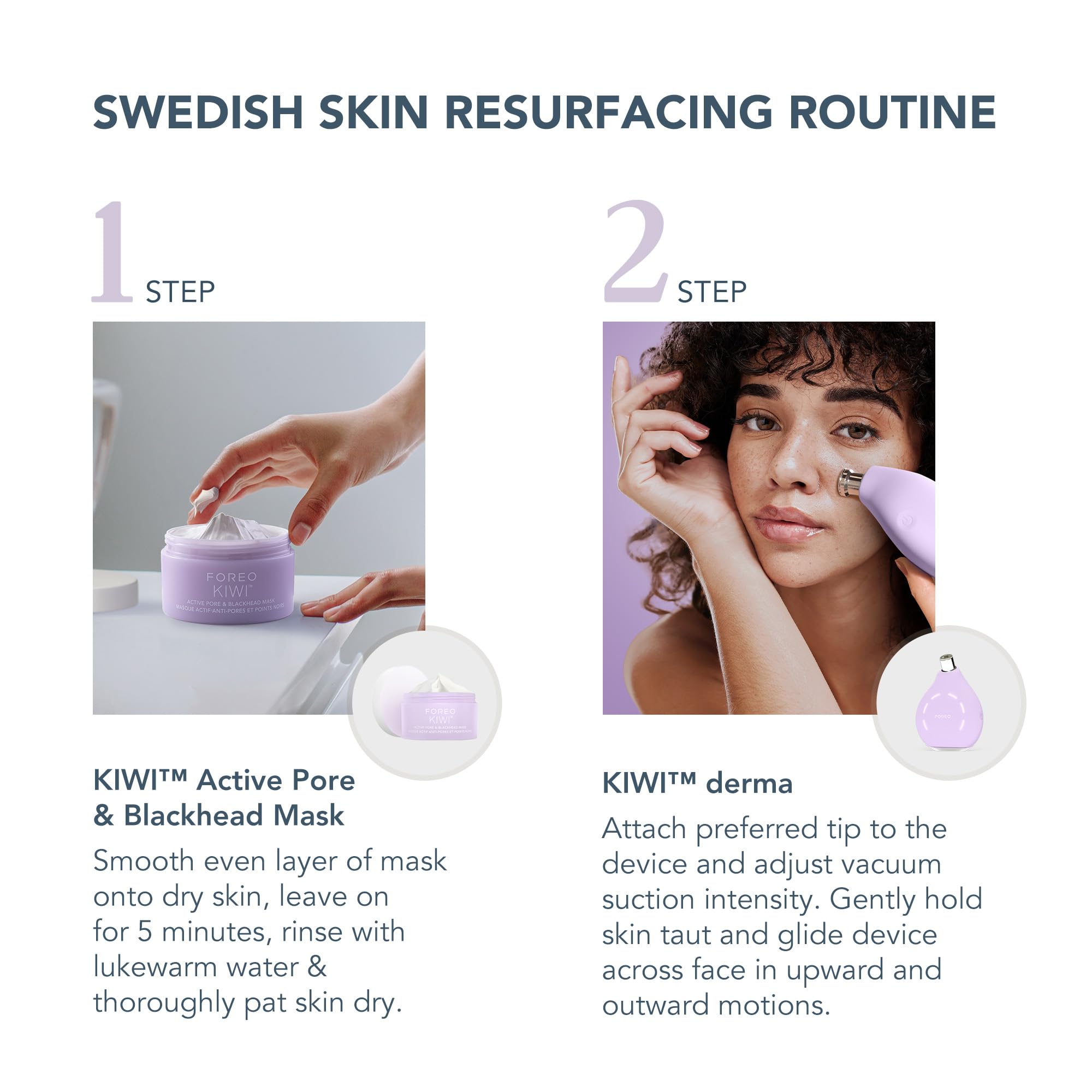 FOREO Smooth & Resurface KIWI derma Microdermabrasion Machine - Black Head Remover for Face + KIWI Active Pore & Blackhead Mask,