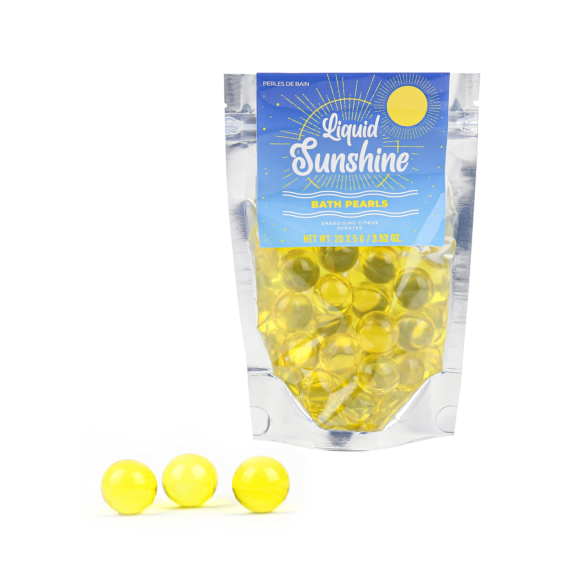 Gift Republic Pearls Bath Liquid Sunshine Vibes 20-Pack Citrus Scent, Multicoloured
