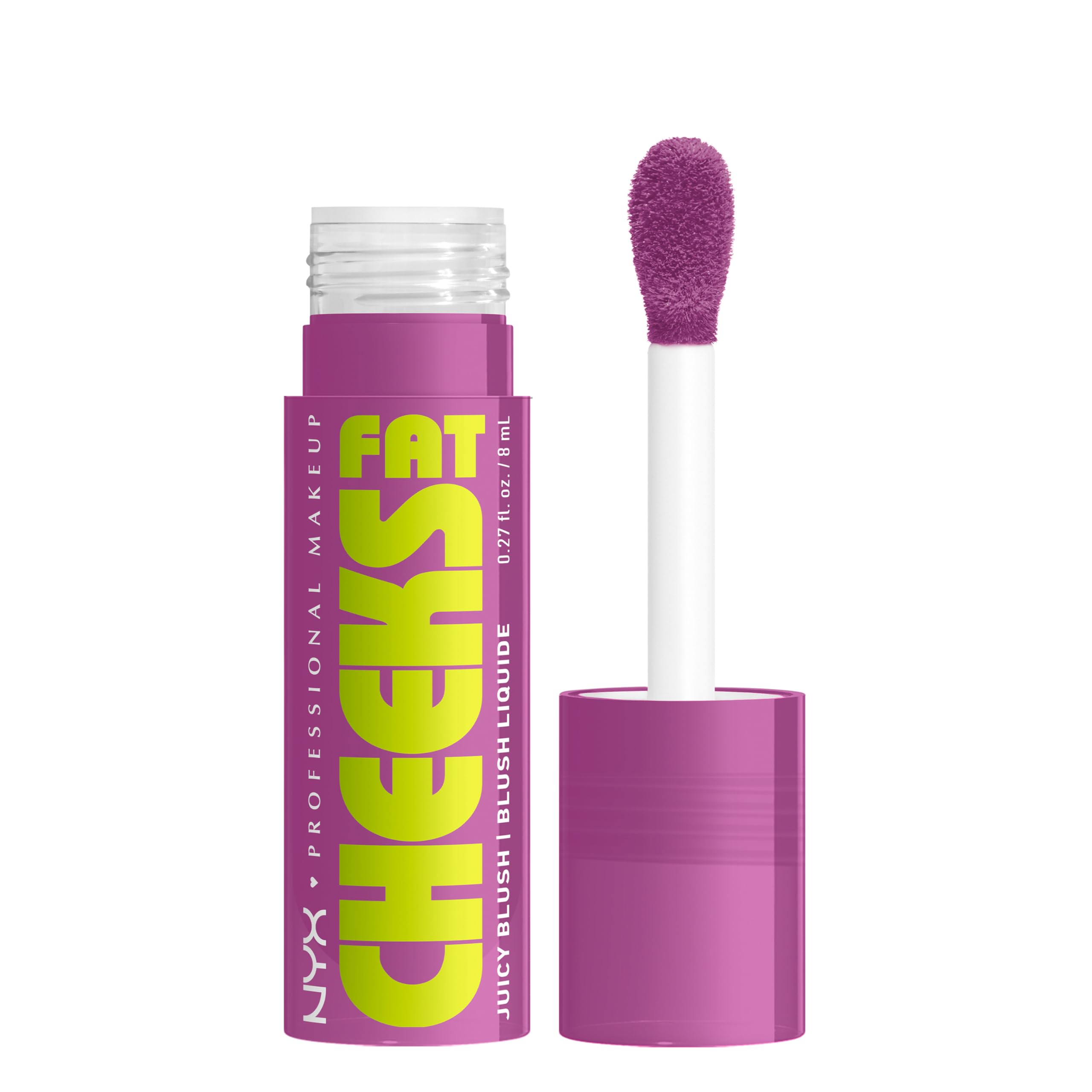 NYX PROFESSIONAL MAKEUP Fat Cheeks Liquid Blush, Buildable, Dewy Blush with Long-Lasting 12HR Wear - Blueberry Burst (Cool Purpl