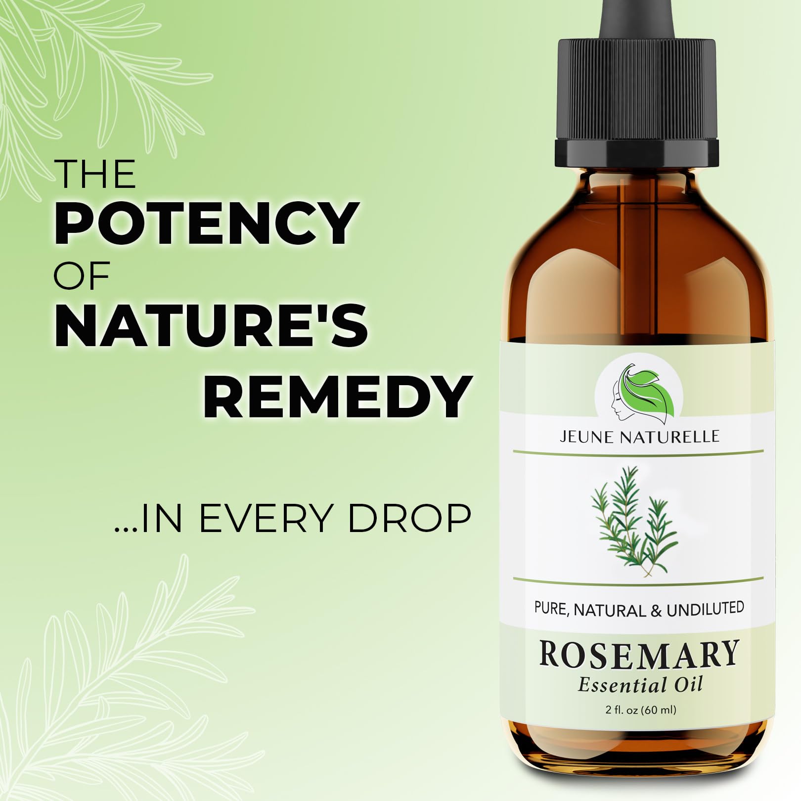 Jeune Naturelle Rosemary Oil for Hair Care, 100% Pure, Natural, Undiluted, Unrefined, Therapeutic Grade - Hair Growth Rosemary O