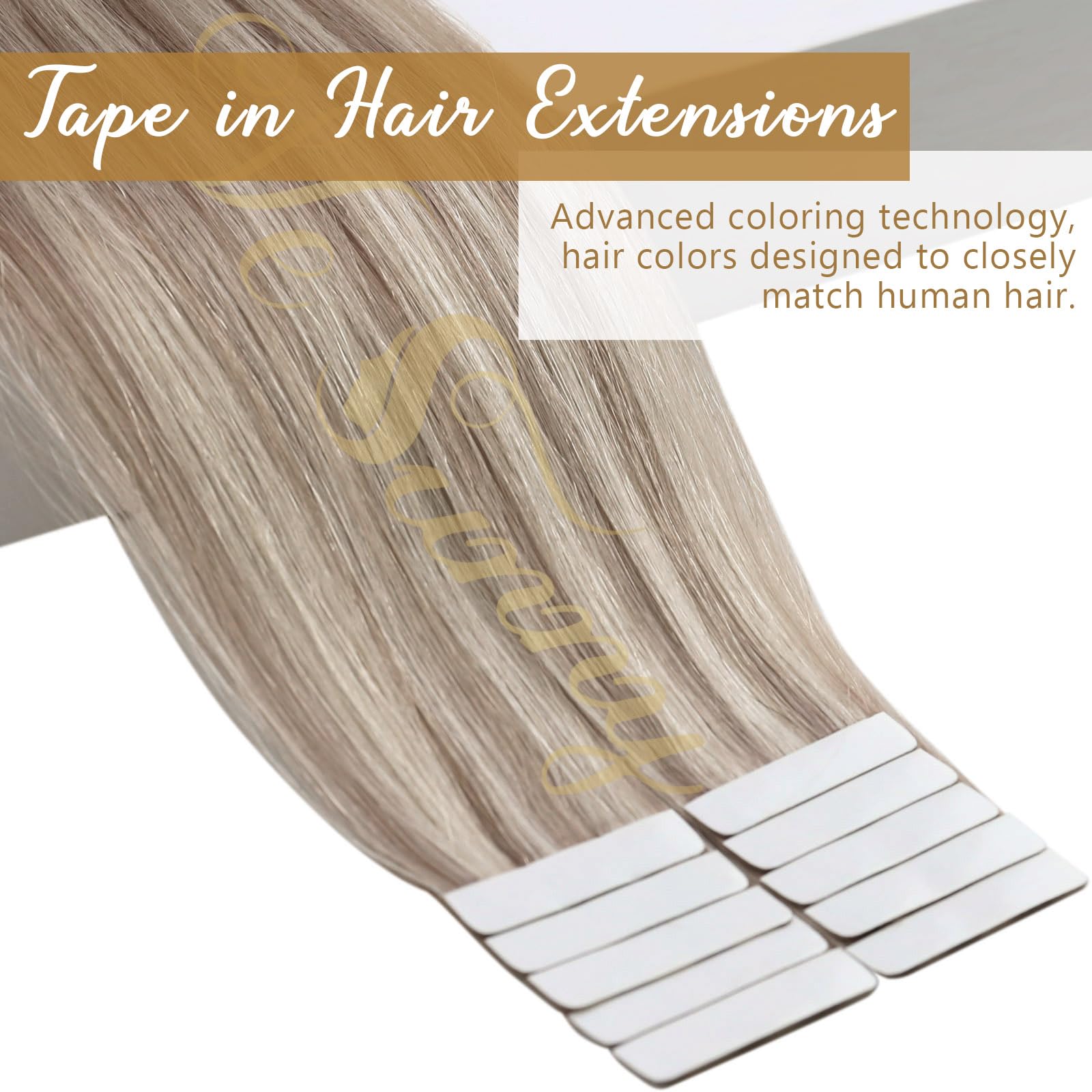 Ve Sunny Ash Blonde Tape In Extensions Seamless Tape In Natural Hair Extensions Ash Blonde Highlighted Bleach Blonde Tape In Hai