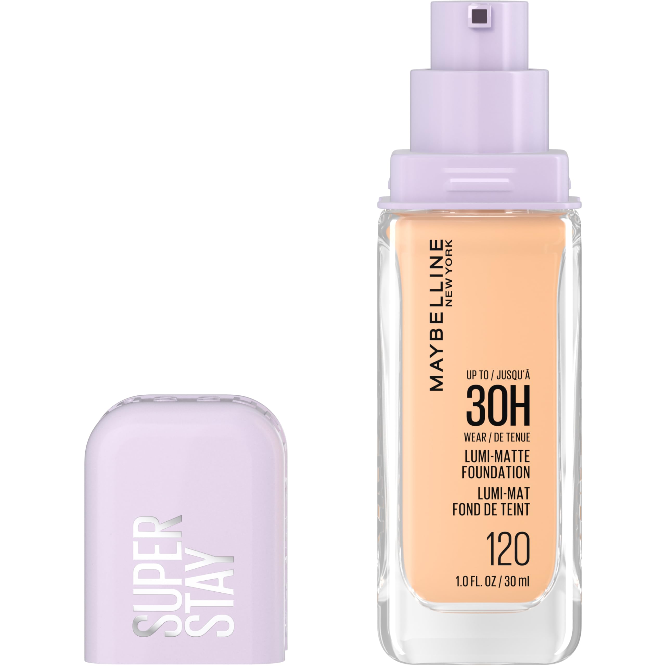 Maybelline Super Stay Lumi-Matte Foundation, Lightweight and Buildable Full Coverage Foundation Makeup For Up To 30HR Wear, 120,
