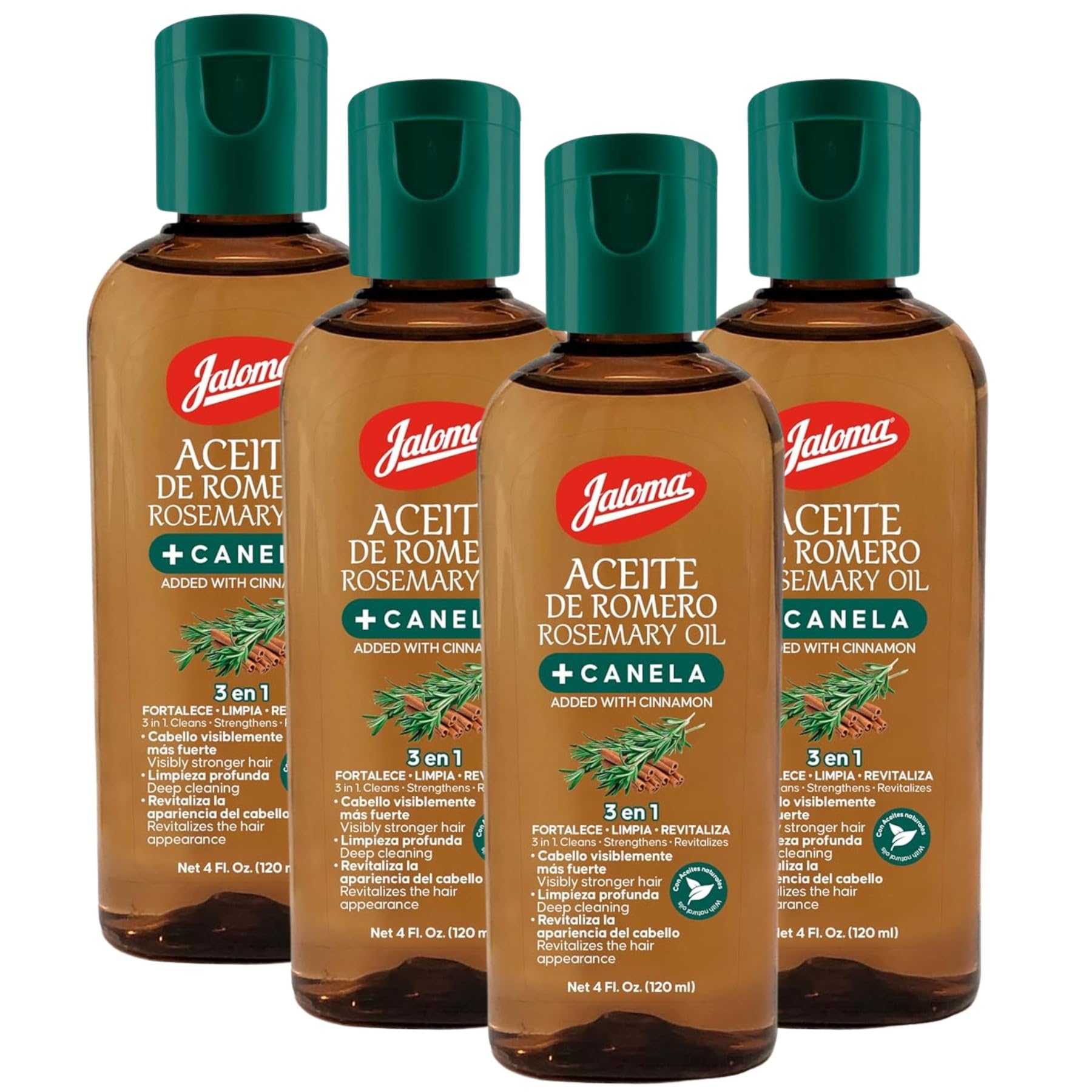Jaloma Rosemary & Cinnamon Oil, 4 Pack of 4 FL Oz Each, 4 Bottles