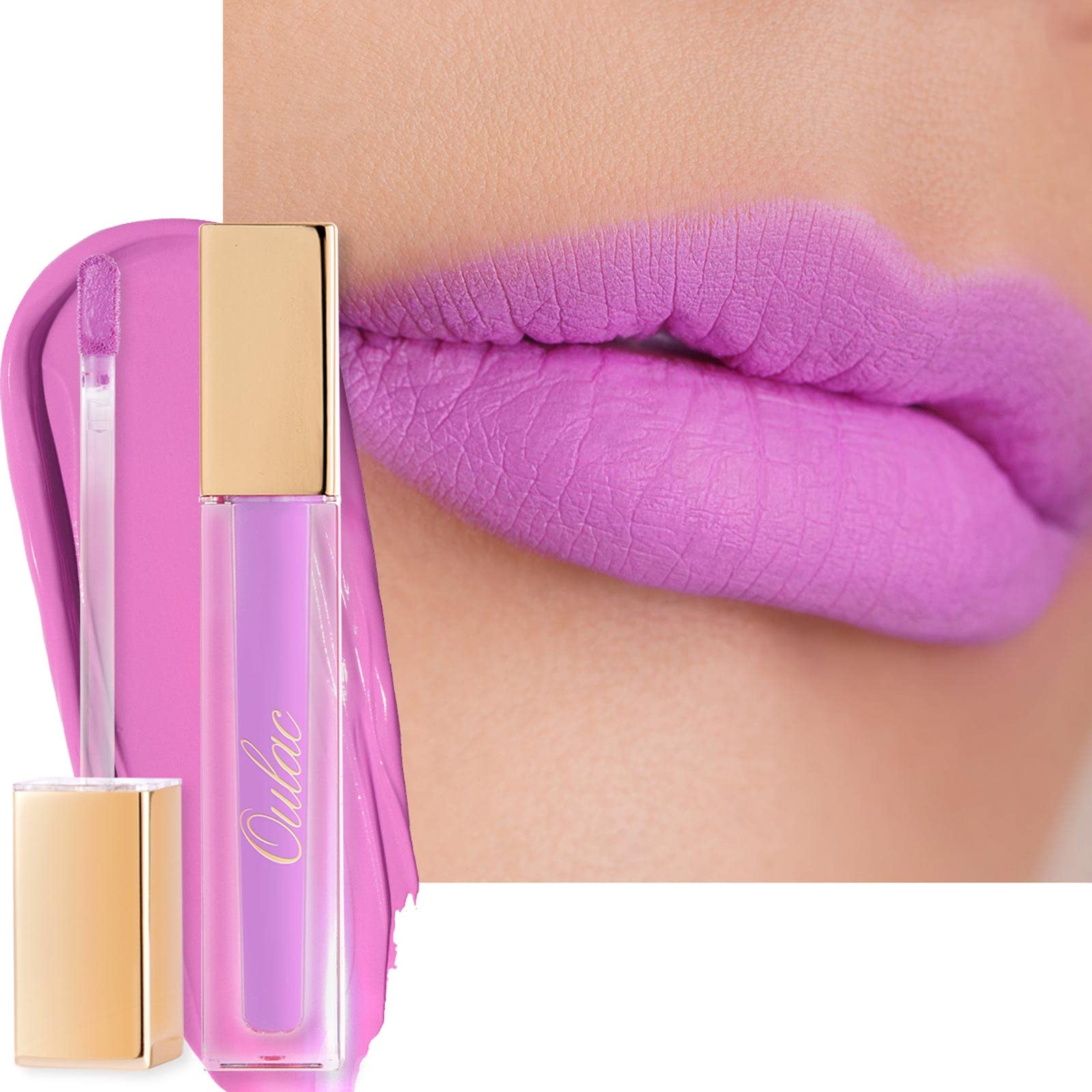 Oulac Matte Liquid Pink Purple Lipstick For Women, Long Lasting Lipstick Waterproof Lip Stain, No Transfer, Creamy High Pigmente