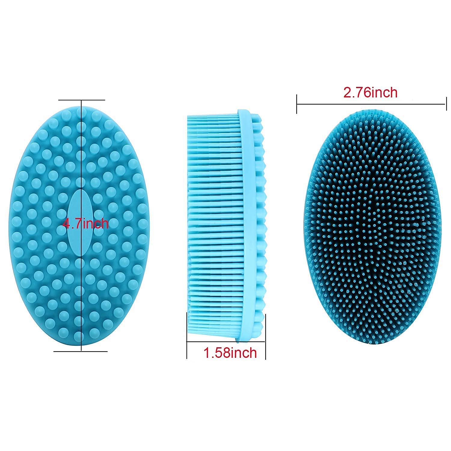 Dnc Exfoliating Silicone Body Scrubber Shower Bath Body Brush Easy To Clean, Lathers Well, Eco Friendly, Long Lasting (Blue)