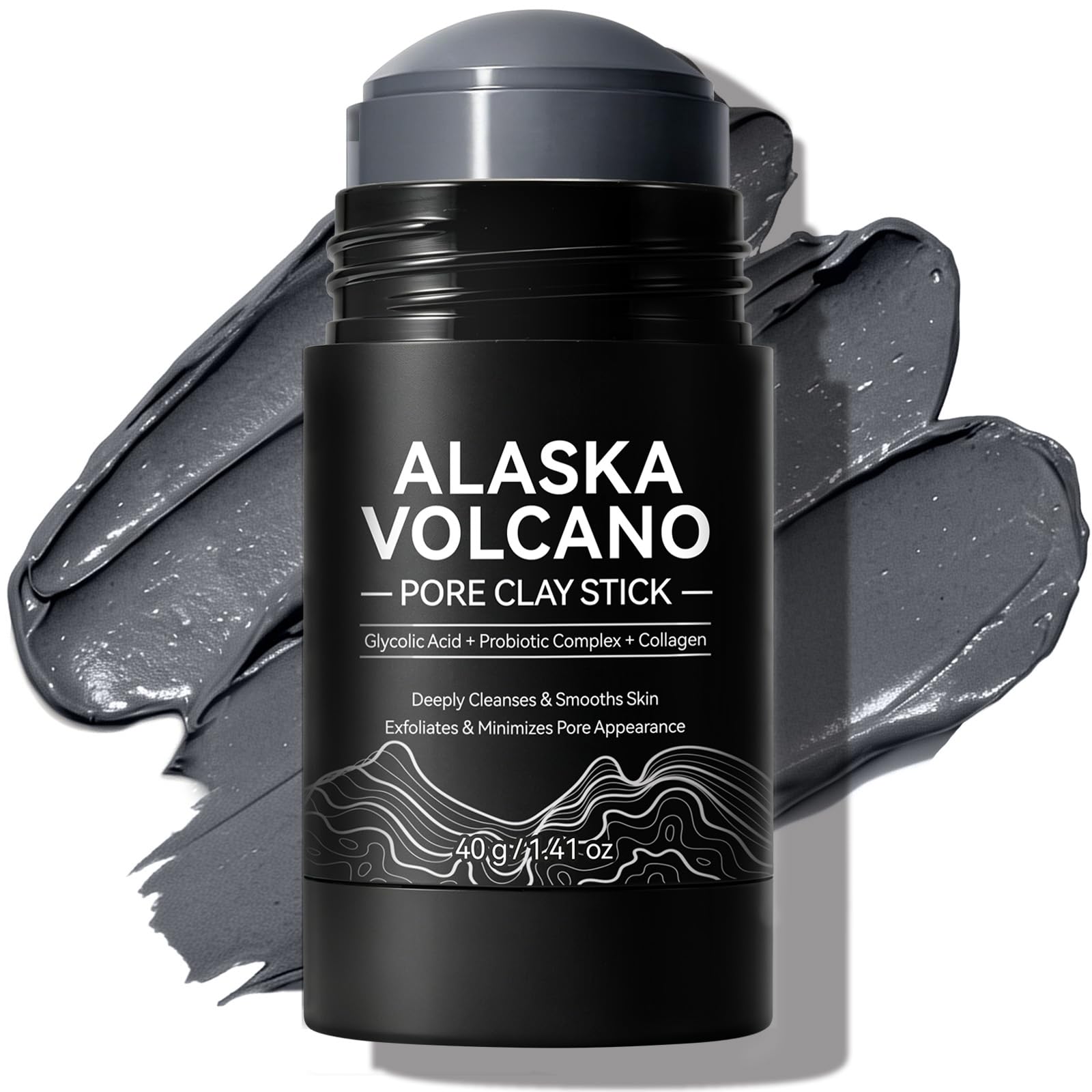 Daiasns Clay Mask Stick for Face, Volcanic Clay, Charcoal & Glycolic Acid, Probiotic Complex & Collagen, Oil Control Clay Mask f