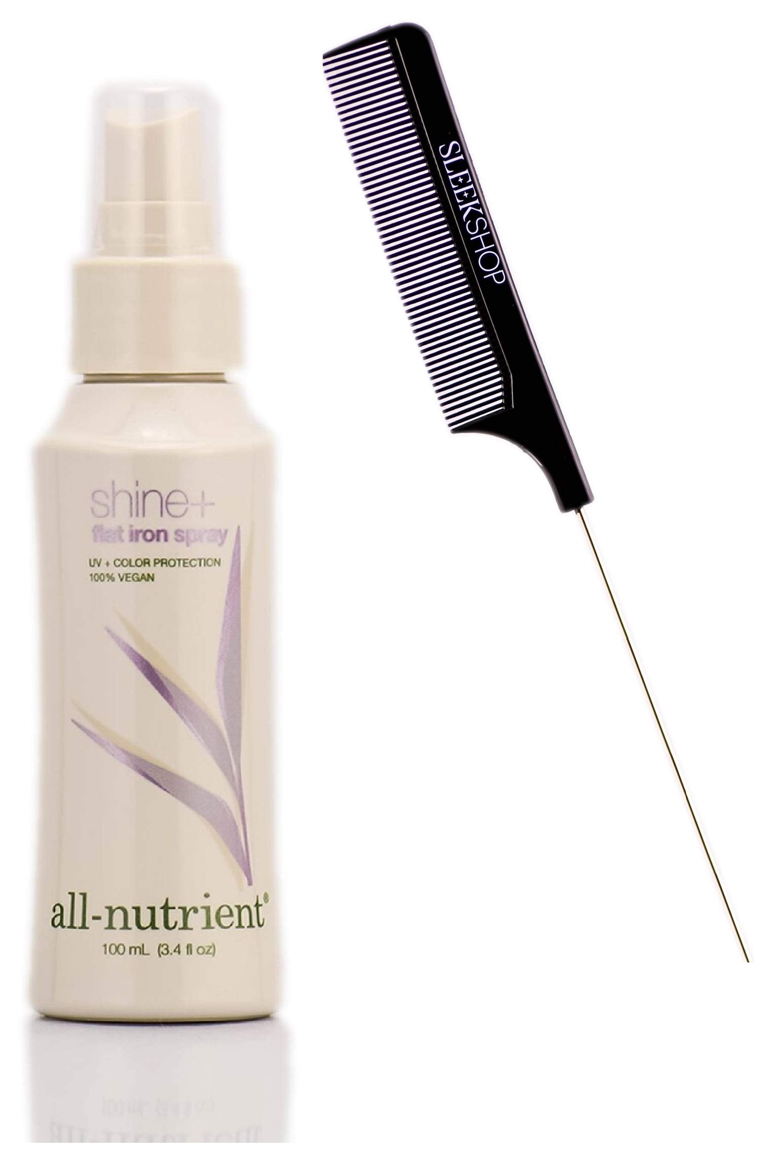 All Nutrient Shine + Flat Iron, Heat Protection, Thermal Styling Hair Spray (w/Sleek Comb) Hairspray, UV+ Color Protection, 100%