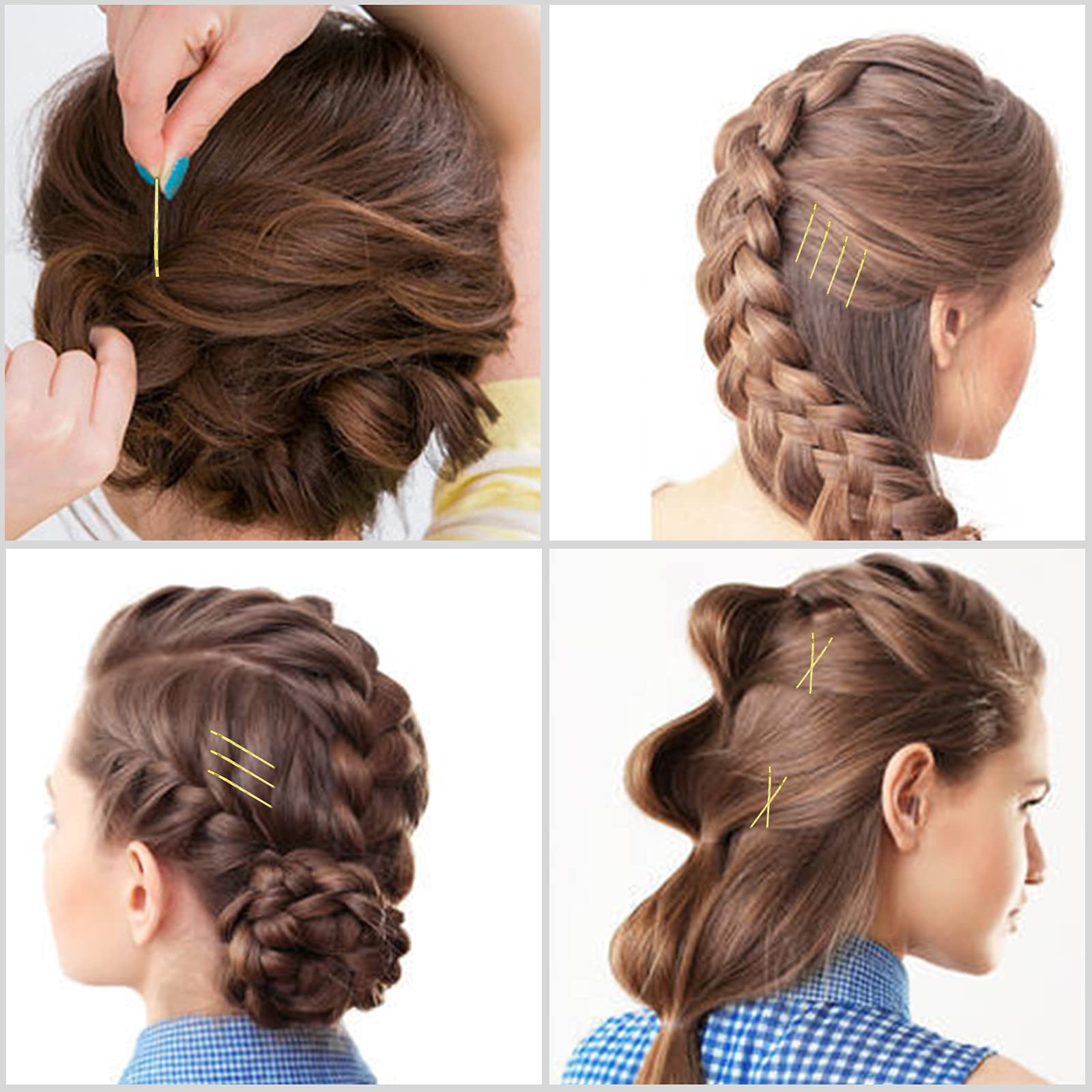 Hoyols Premium Metallic Crimped Grip Bobby Pin, Secure Hold Wavy Slide Proof Gold Hair Styling Pins For Women Buns Thin Hair 100